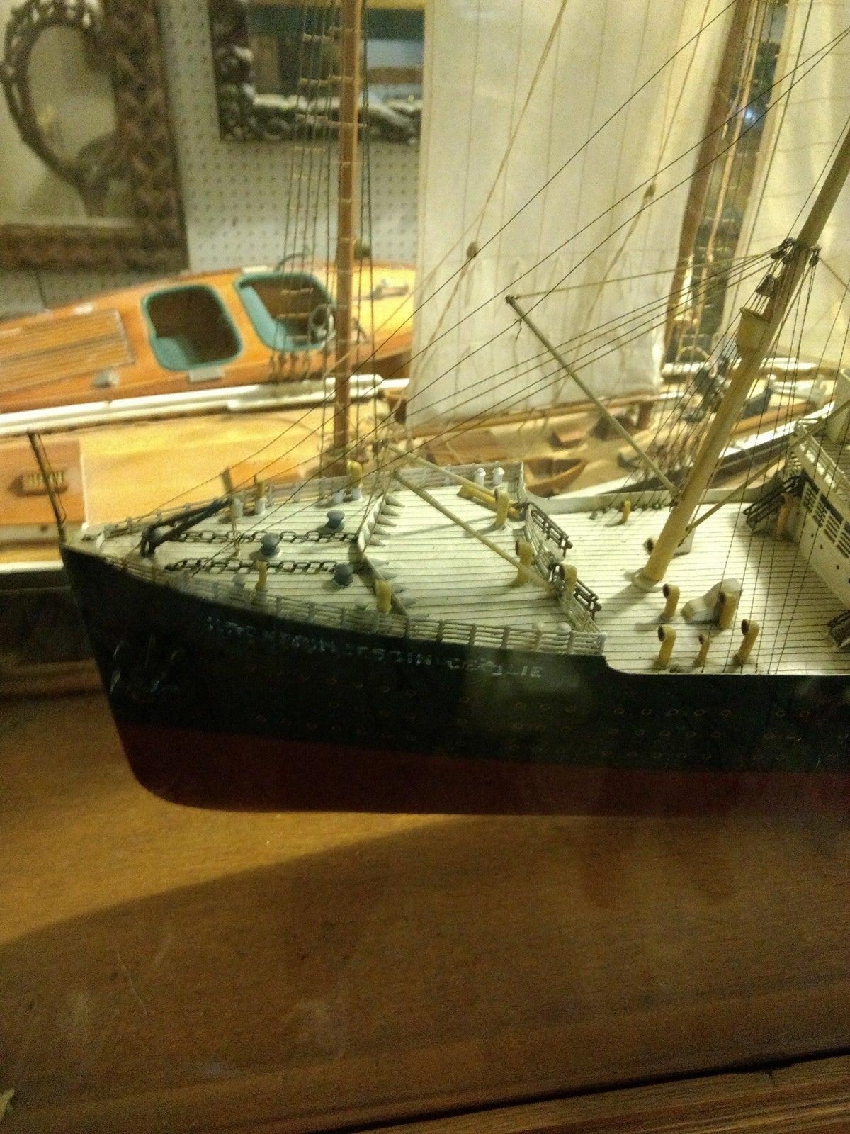 20th Century German Luxury Liner Ship Model in Glass Case For Sale