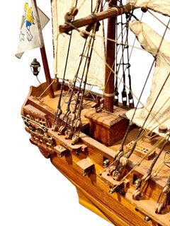 Handcrafted Walnut Ship Model of the St. Géran Frigate, 1737
