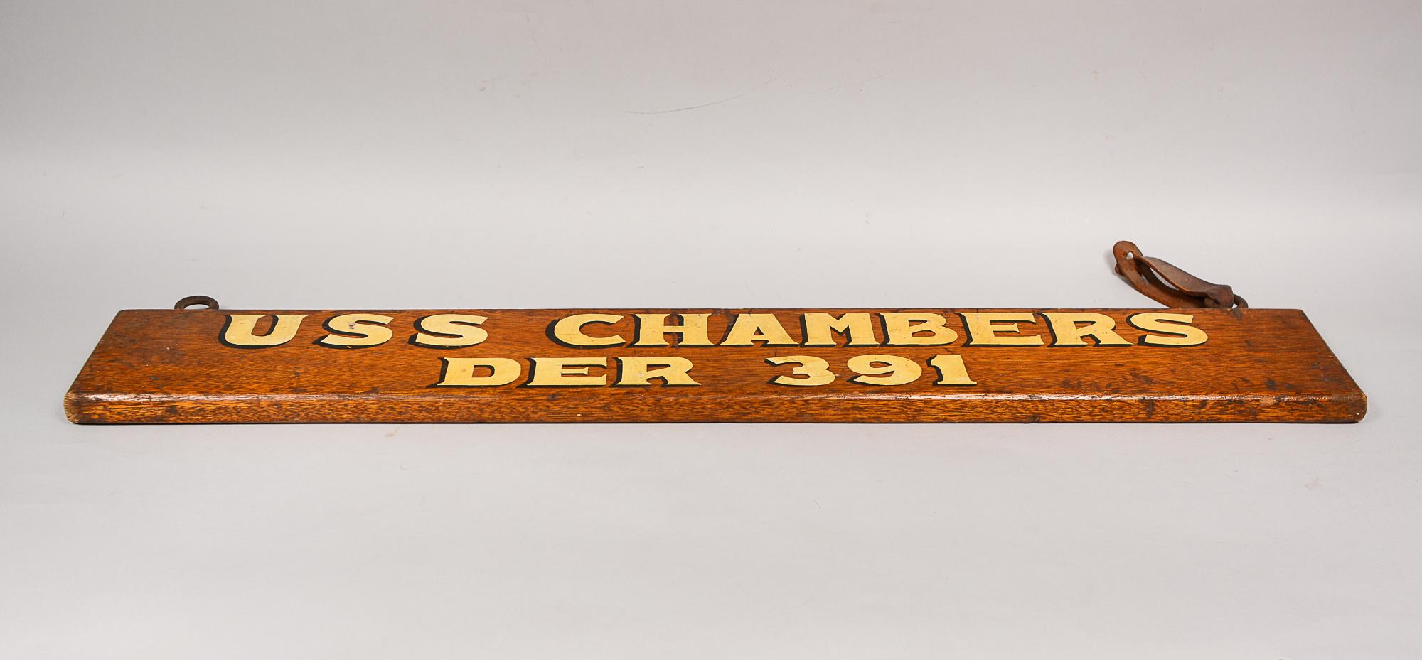 Ship Name Board for the USS Chambers In Good Condition For Sale In San Mateo, CA