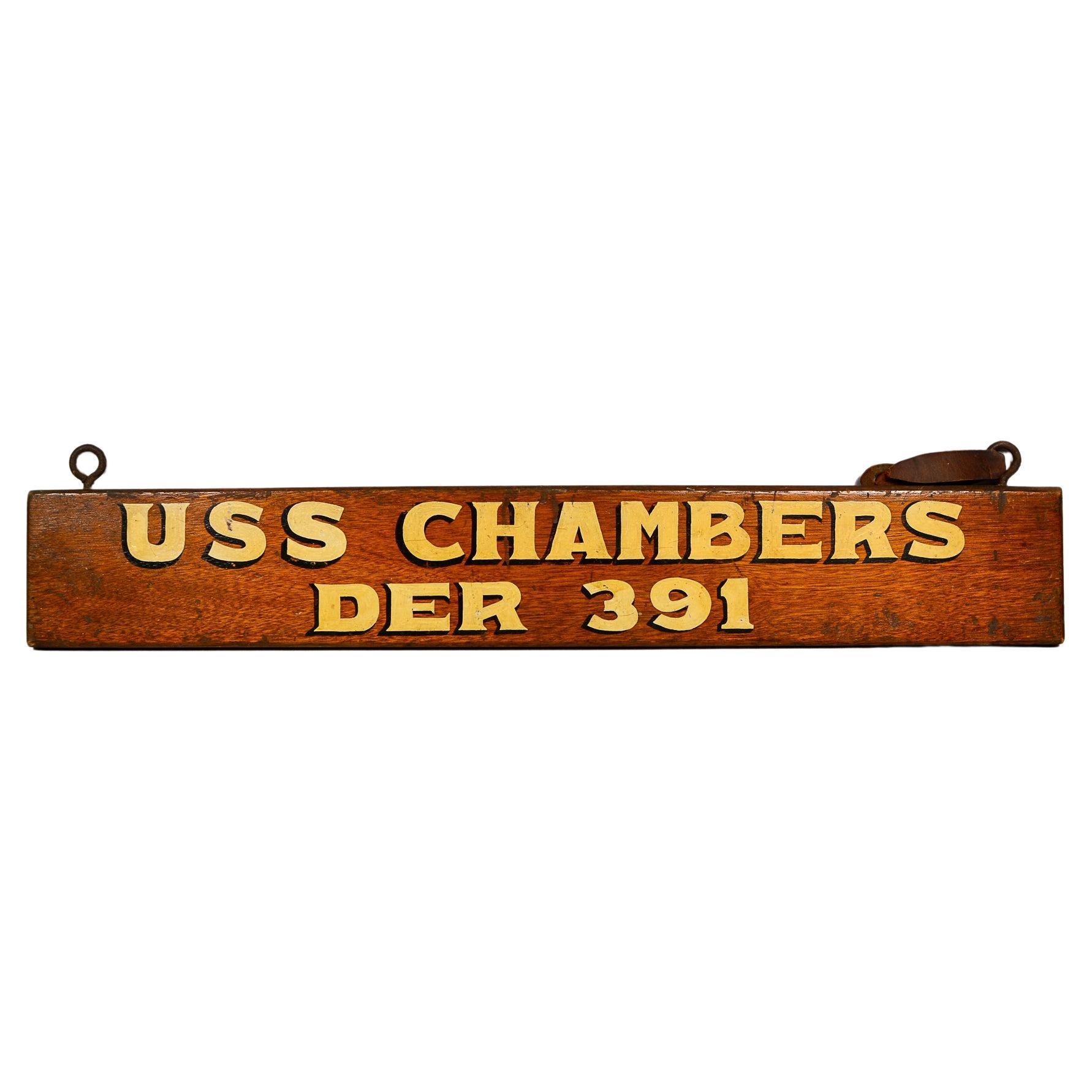 Ship Name Board for the USS Chambers For Sale