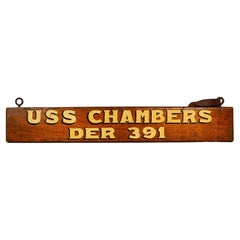 Vintage Ship Name Board for the USS Chambers