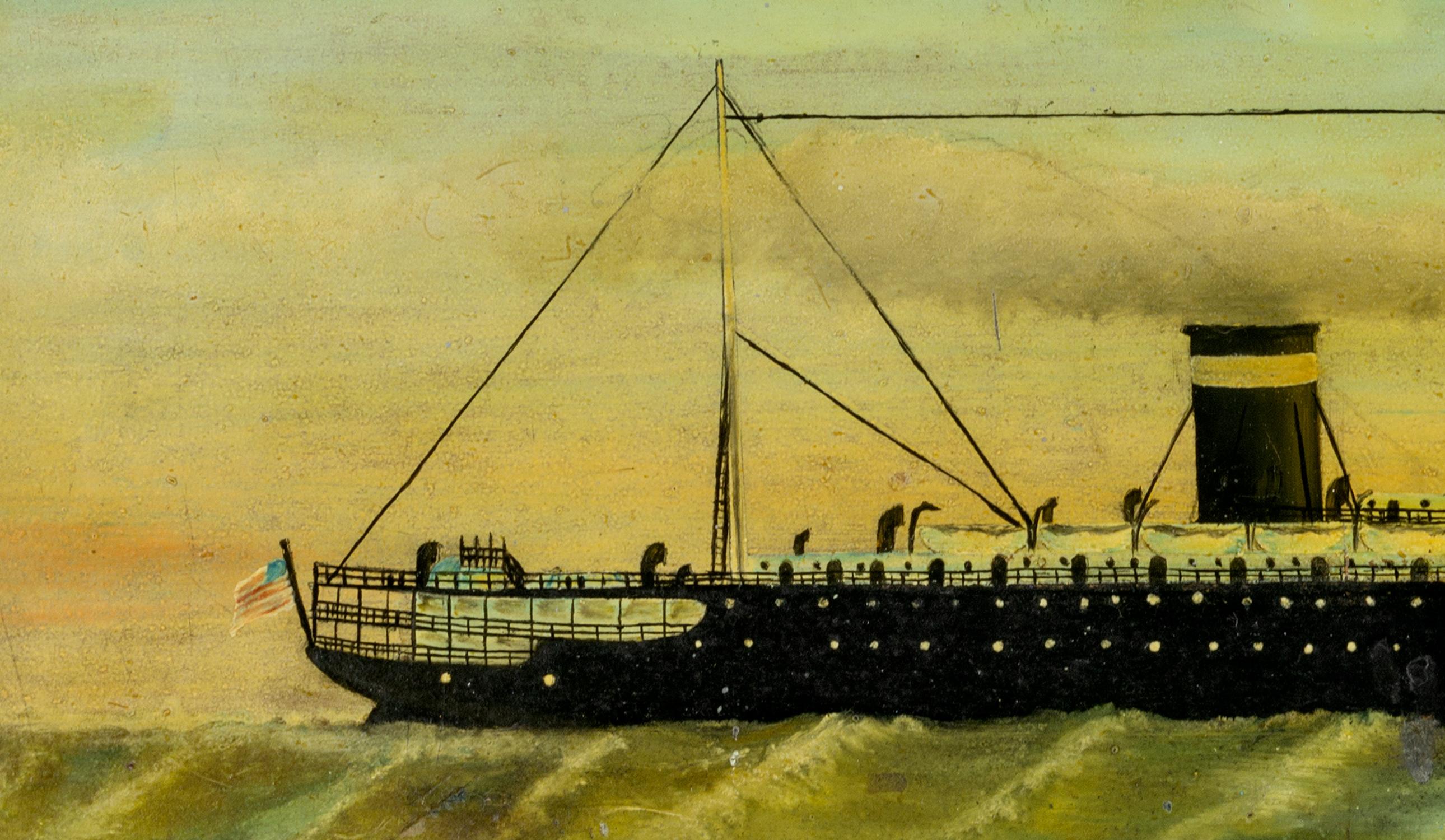 Folk Art Ship Portrait of Steamer 