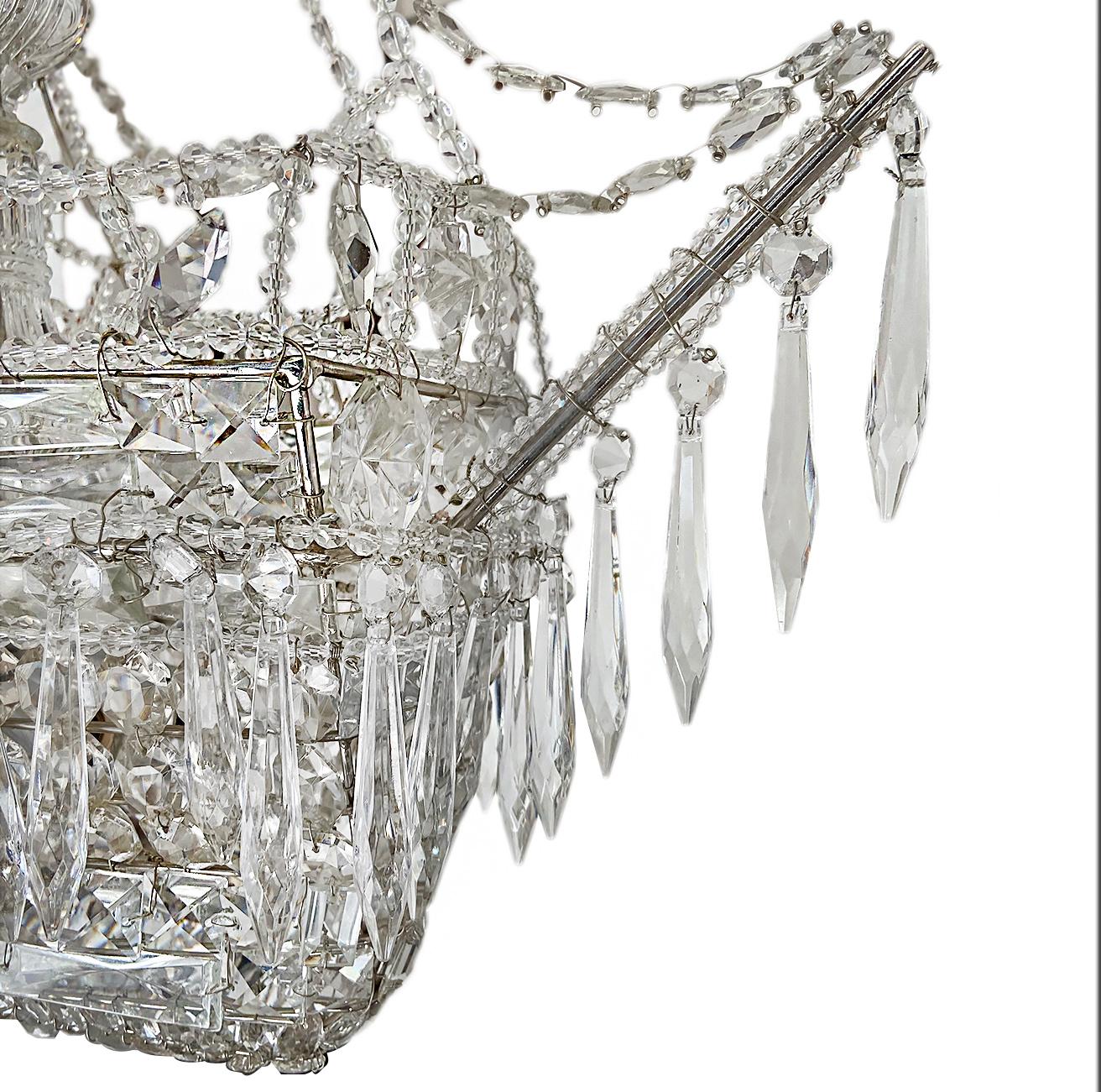 Mid-20th Century Ship-Shaped Crystal Chandelier