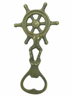 Ship Steering Wheel Bottle Opener Mid-Century Modern Metal Breweriana Barware