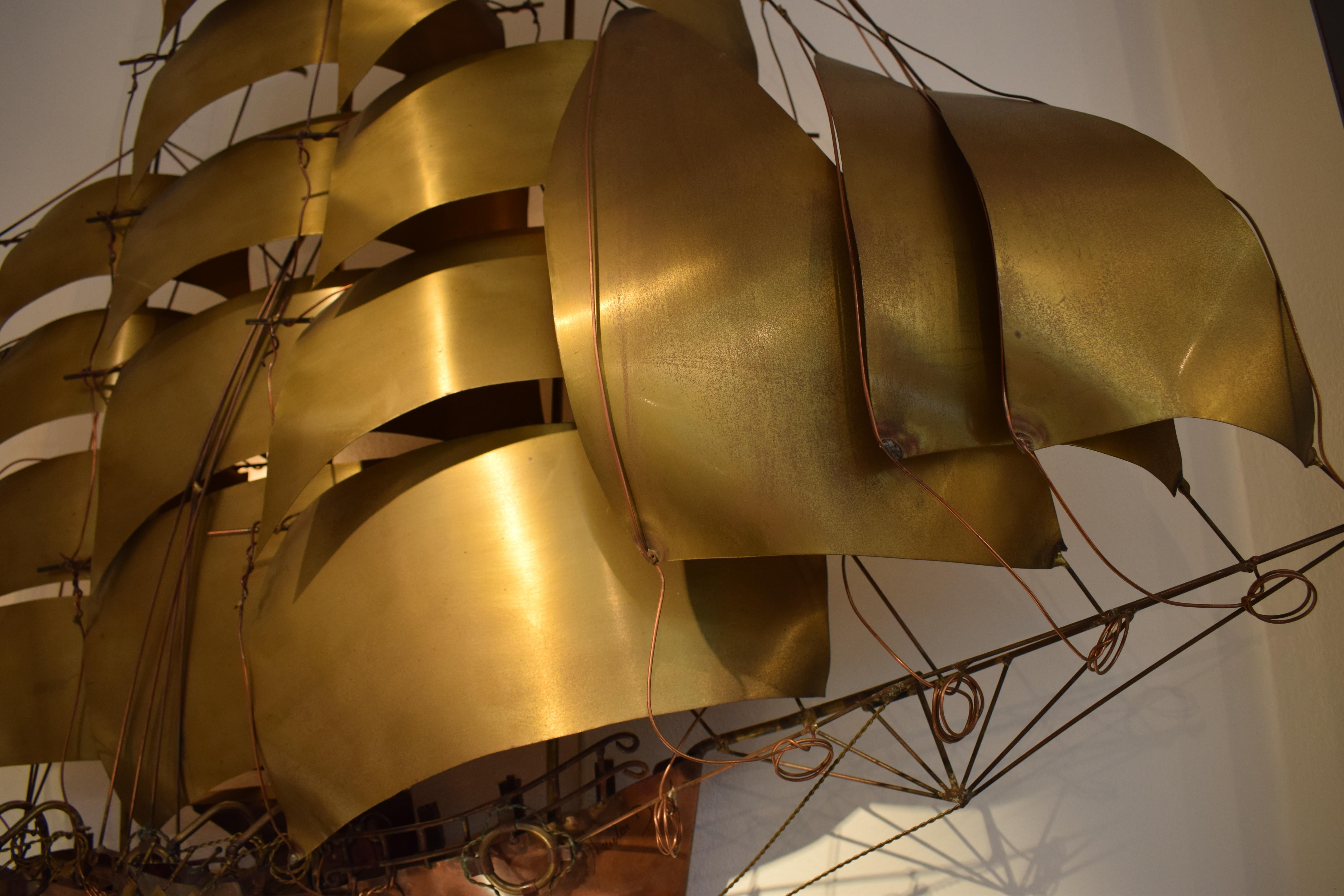 Late 20th Century Ship Wall Light in Solid Copper & Brass by Daniel d'Haeseleer For Sale