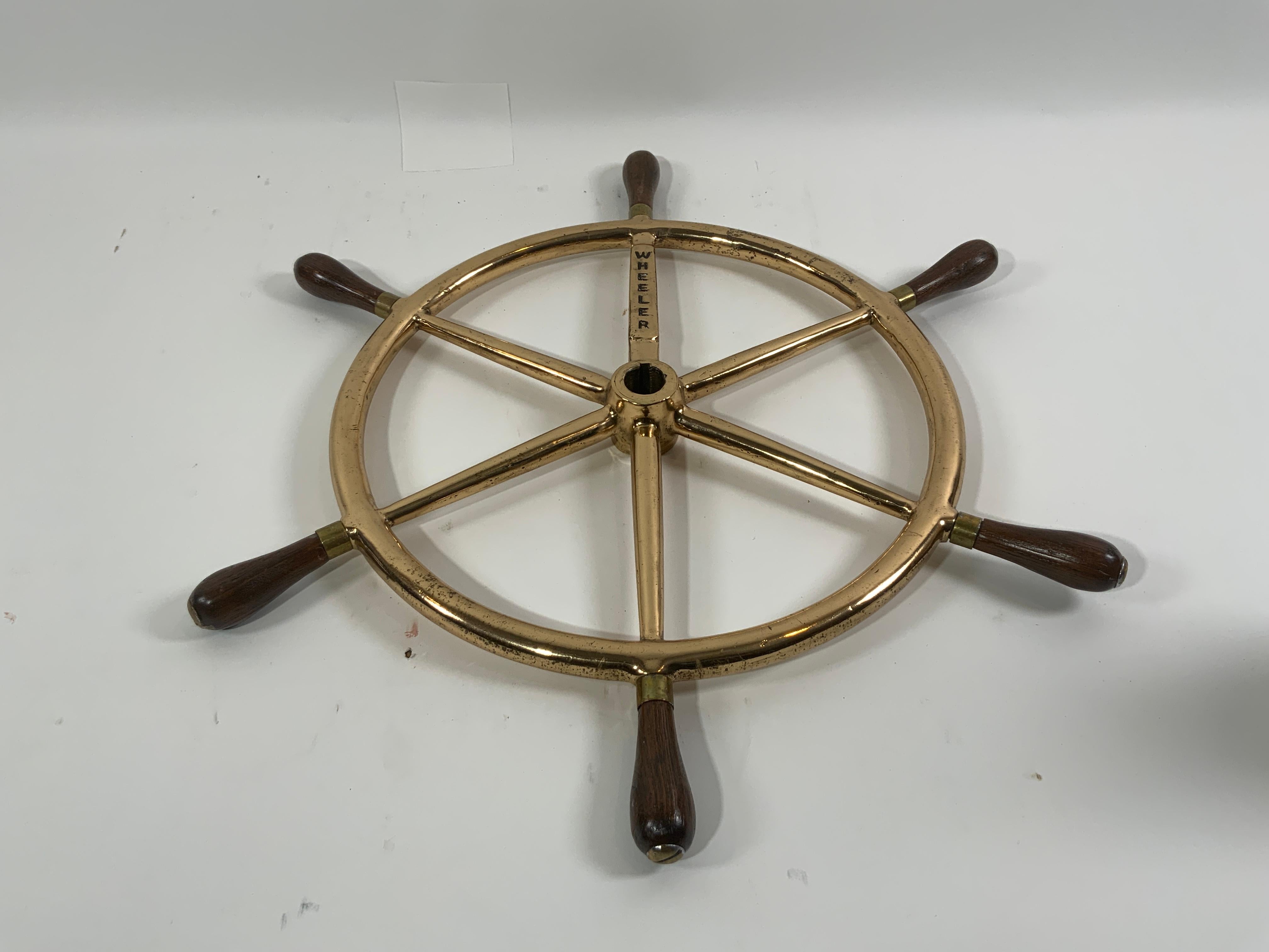 Brass Ship Wheel from a Wheeler Yacht For Sale