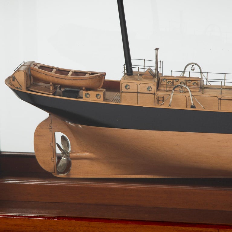 Shipbuilder's Mirrored Back Half Model of the Steam Trawler Lock Inver