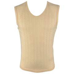 SHIPLEY and HALMOS Size M Cream Cable Knit Cashmere Sweater Vest