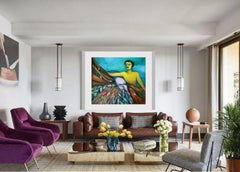 Fisherman-3, Oil on Canvas, Yellow, Green, Brown, Contemporary Artist "In Stock"