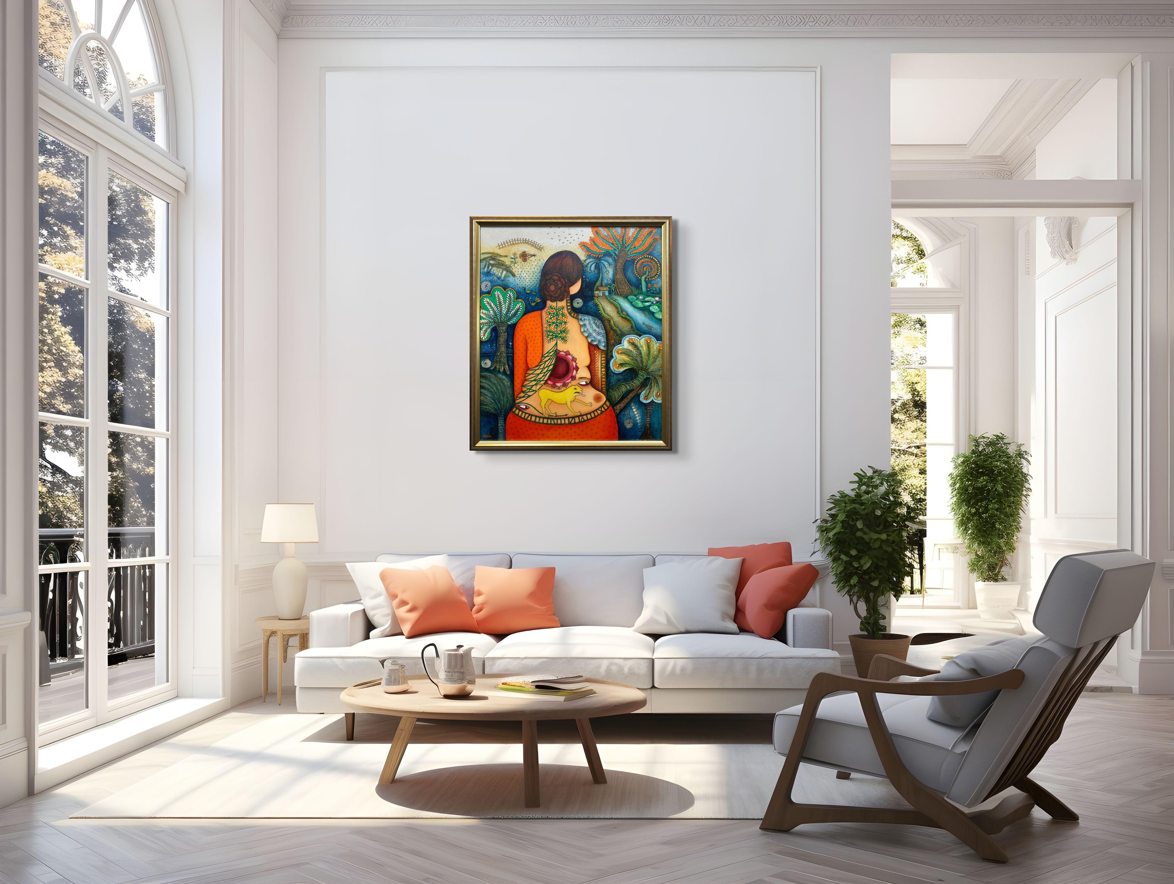 She, exotic forms - Painting by Shipra Bhattacharya