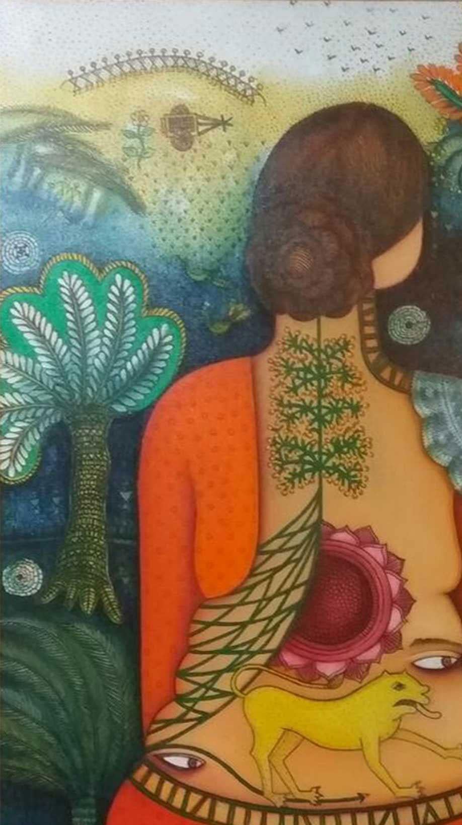 Shipra Bhattacharya  - She - 35 x 30 inches (unframed size)
Oil & Acrylic on canvas
Inclusive of shipment in a roll form.

Style : Shipra, is a leading contemporary mid career artist of India. Shipra Bhattacharya’s work has dealt with women’s issues