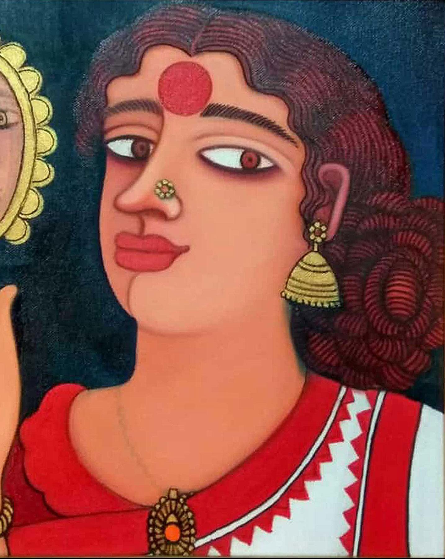 Shipra Bhattacharya  - Untitled - 12 x 12 inches (unframed size)
Acrylic & Oil on canvas
Inclusive of shipment in a roll form.

Style : Shipra , is a leading contemporary mid career artist of India. Shipra Bhattacharya’s work has dealt with women’s