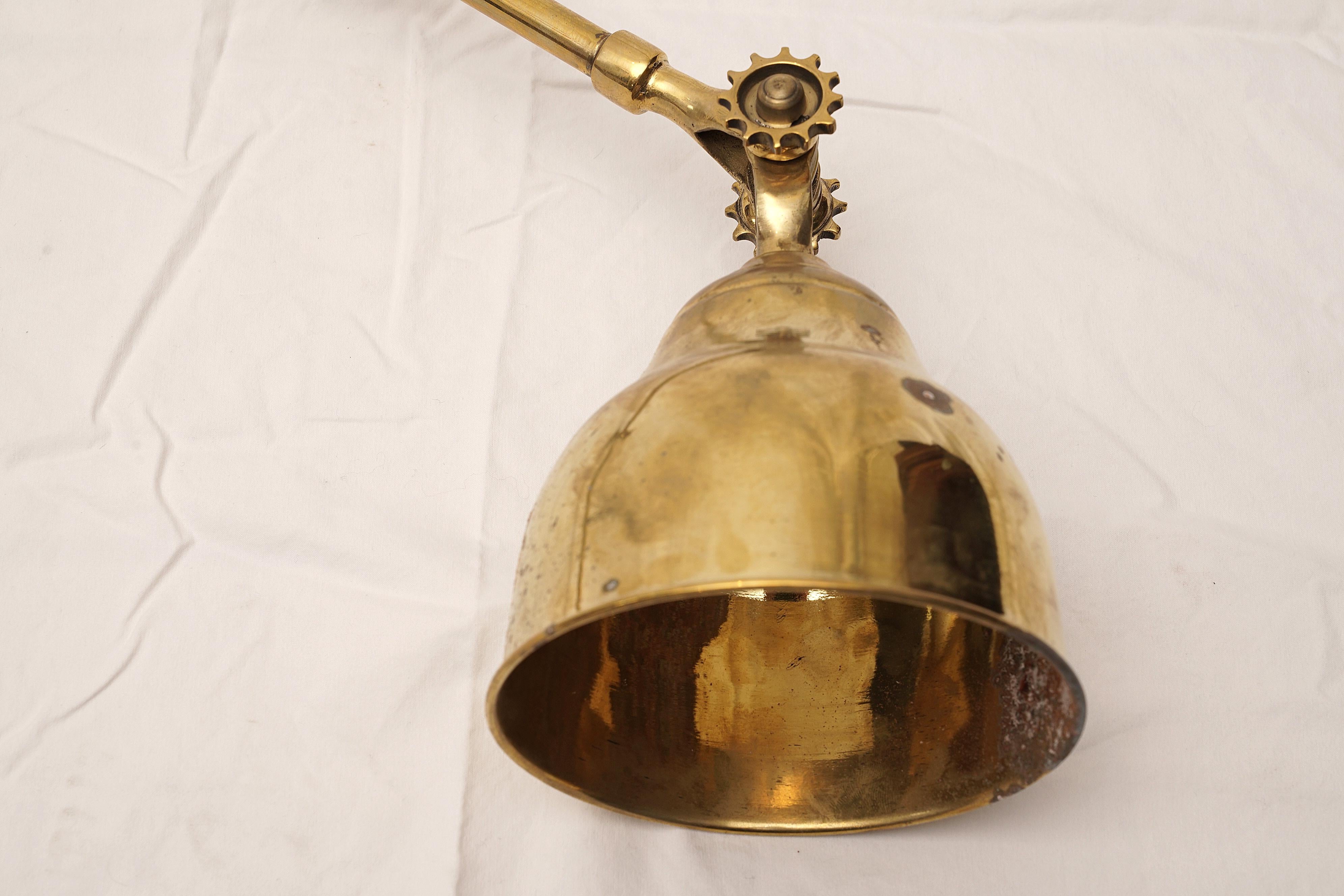 European Ship's Adjustable, Swing-Out Brass Wall Light, Pair Available