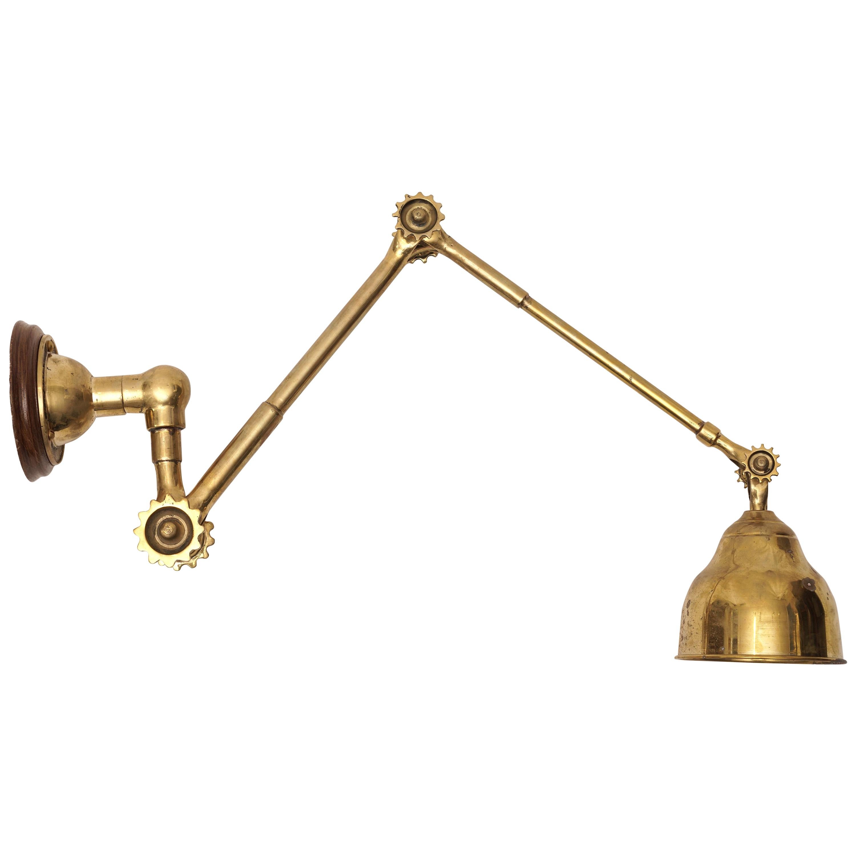 Ship's Adjustable, Swing-Out Brass Wall Light, Pair Available