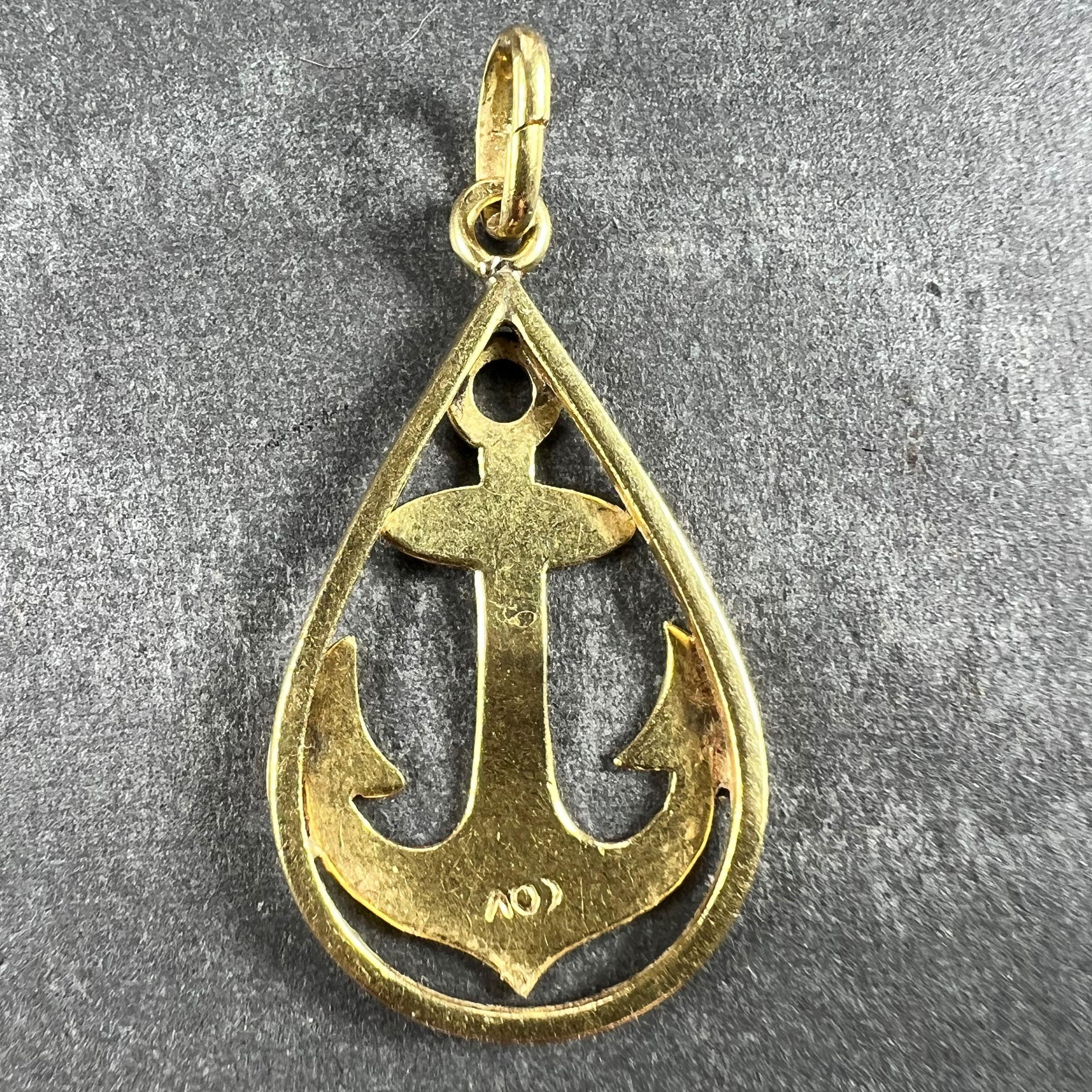 Pendentif breloque Ships Anchor en or jaune 18 carats Bon état - En vente à London, GB