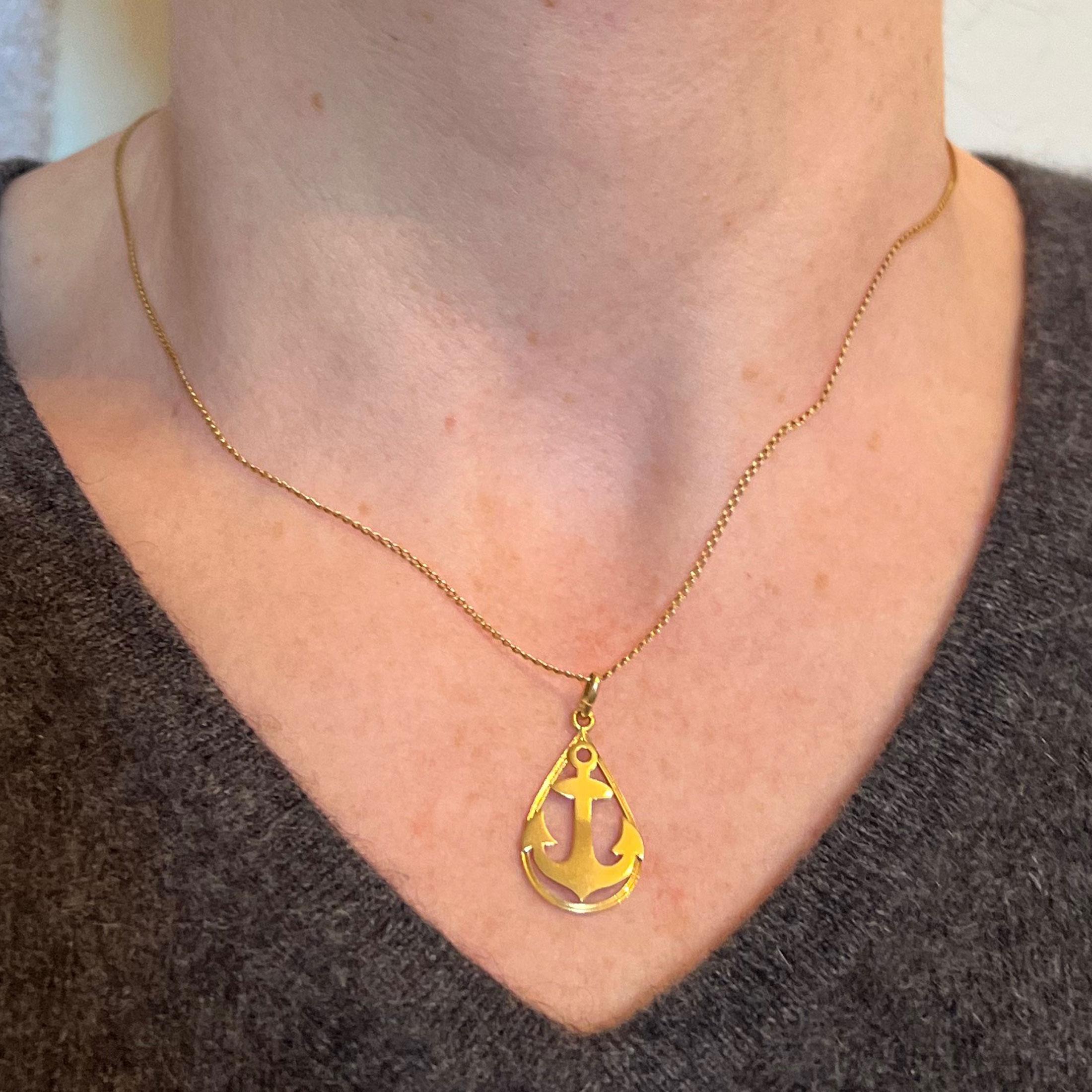 Pendentif breloque Ships Anchor en or jaune 18 carats Unisexe en vente