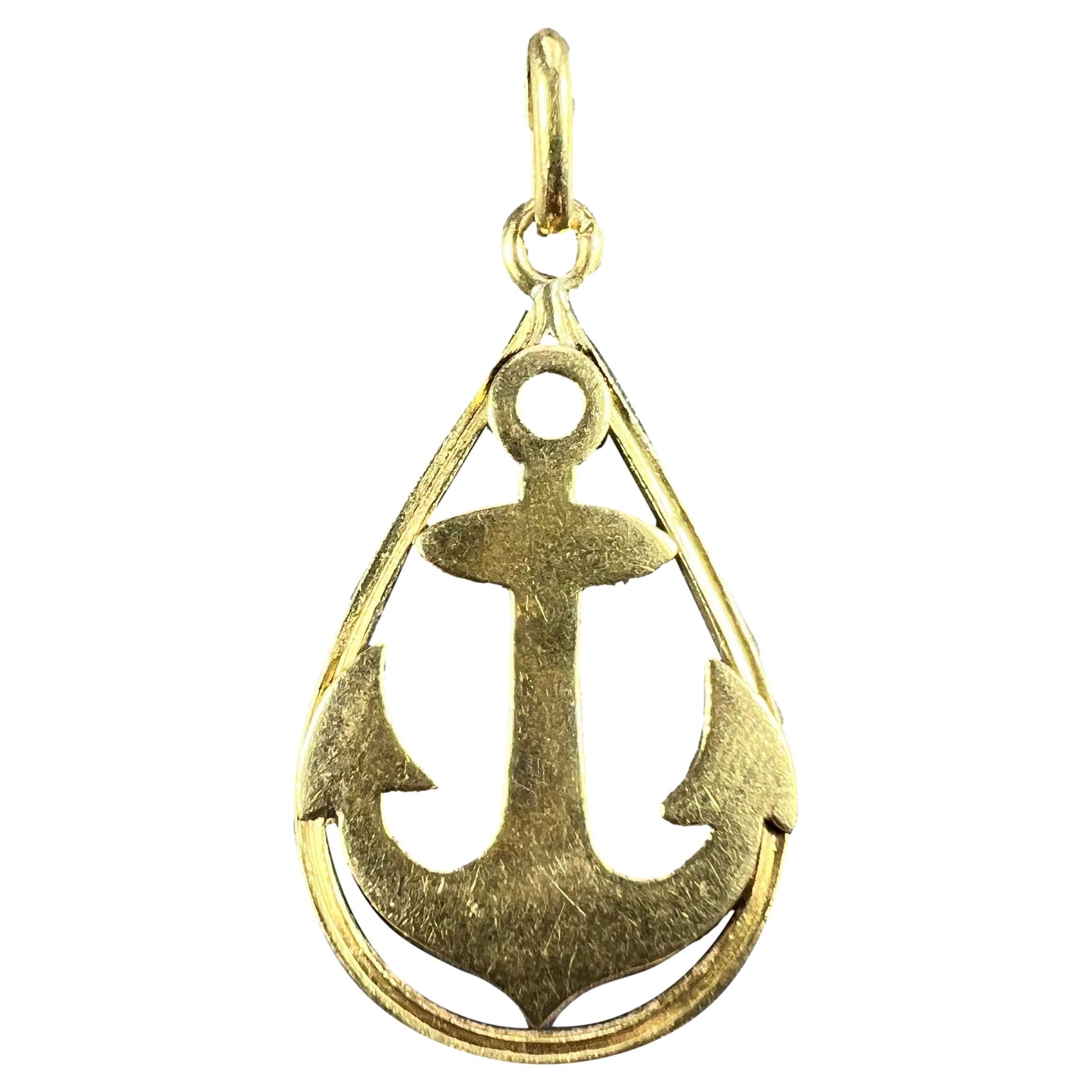 Ships Anchor 18K Yellow Gold Charm Pendant
