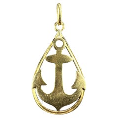 Ships Anchor 18K Yellow Gold Charm Pendant