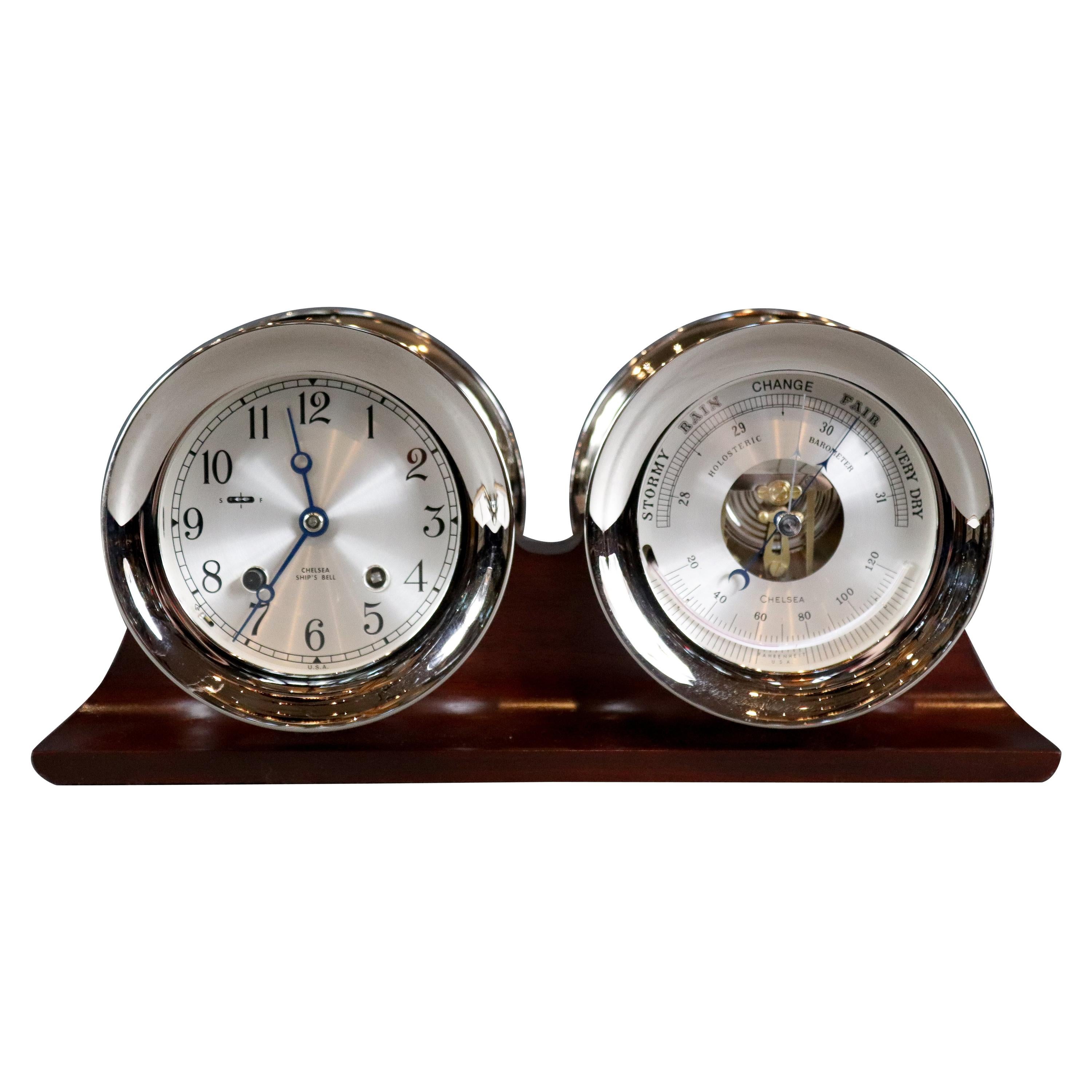 Ship's Bell Clock and Barometer by Chelsea Clock Co.