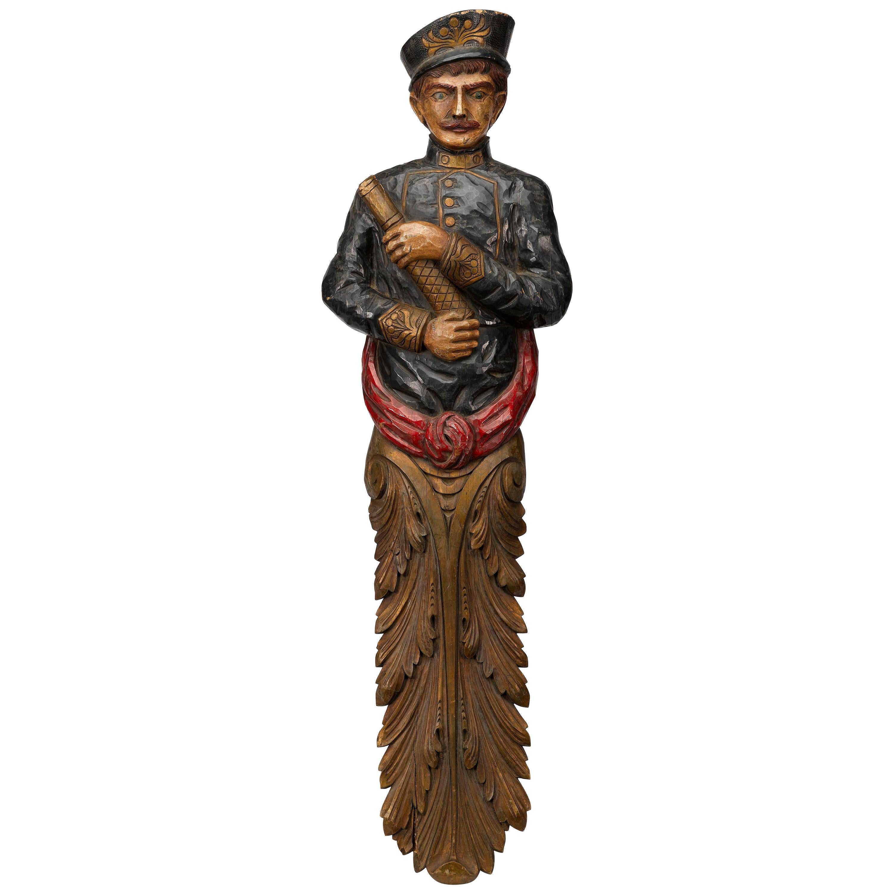 Schiffsbug-Figur, antike handgeschnitzte Holzfigur, ca. 1930er Jahre