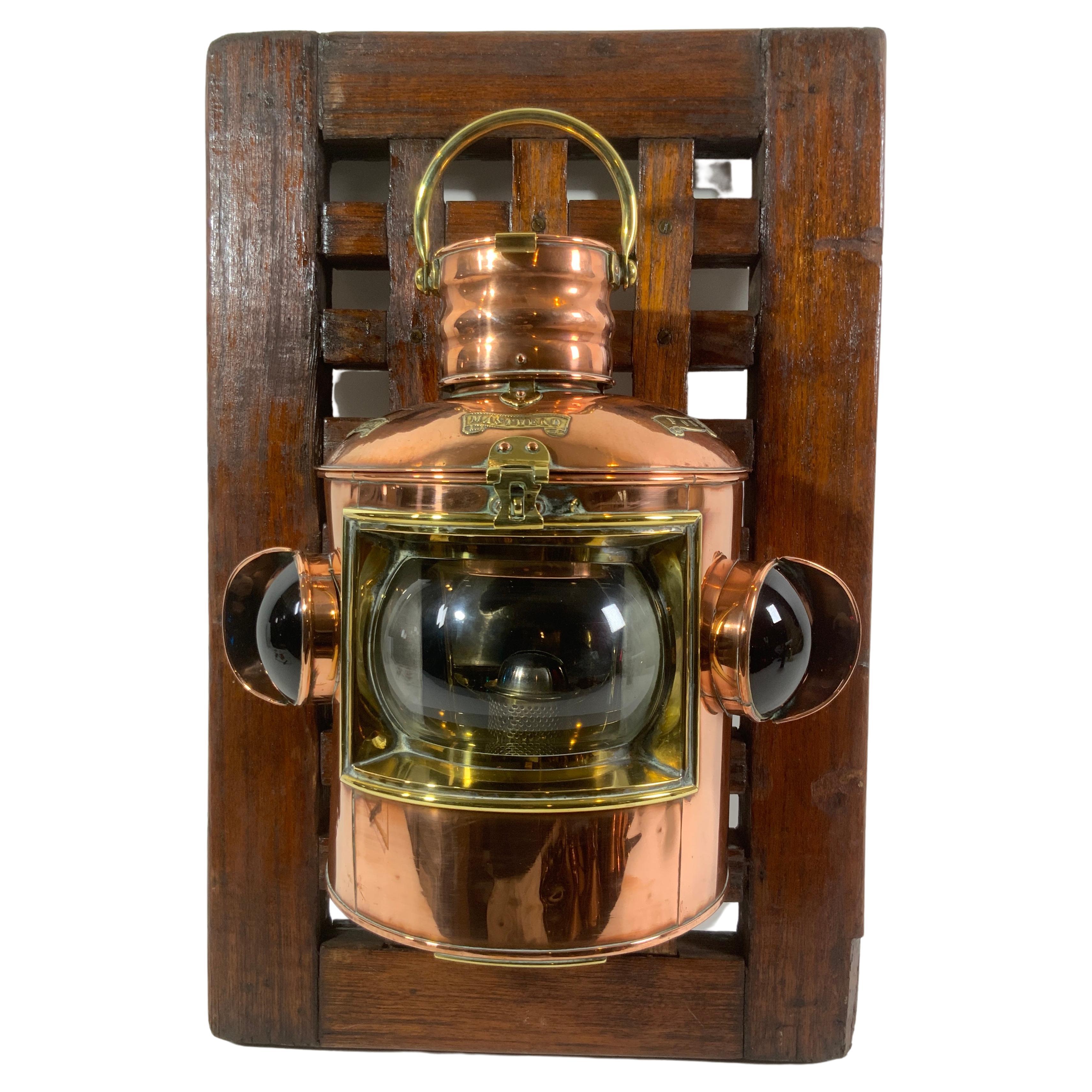 Ships Bow Lantern of Copper and Brass For Sale