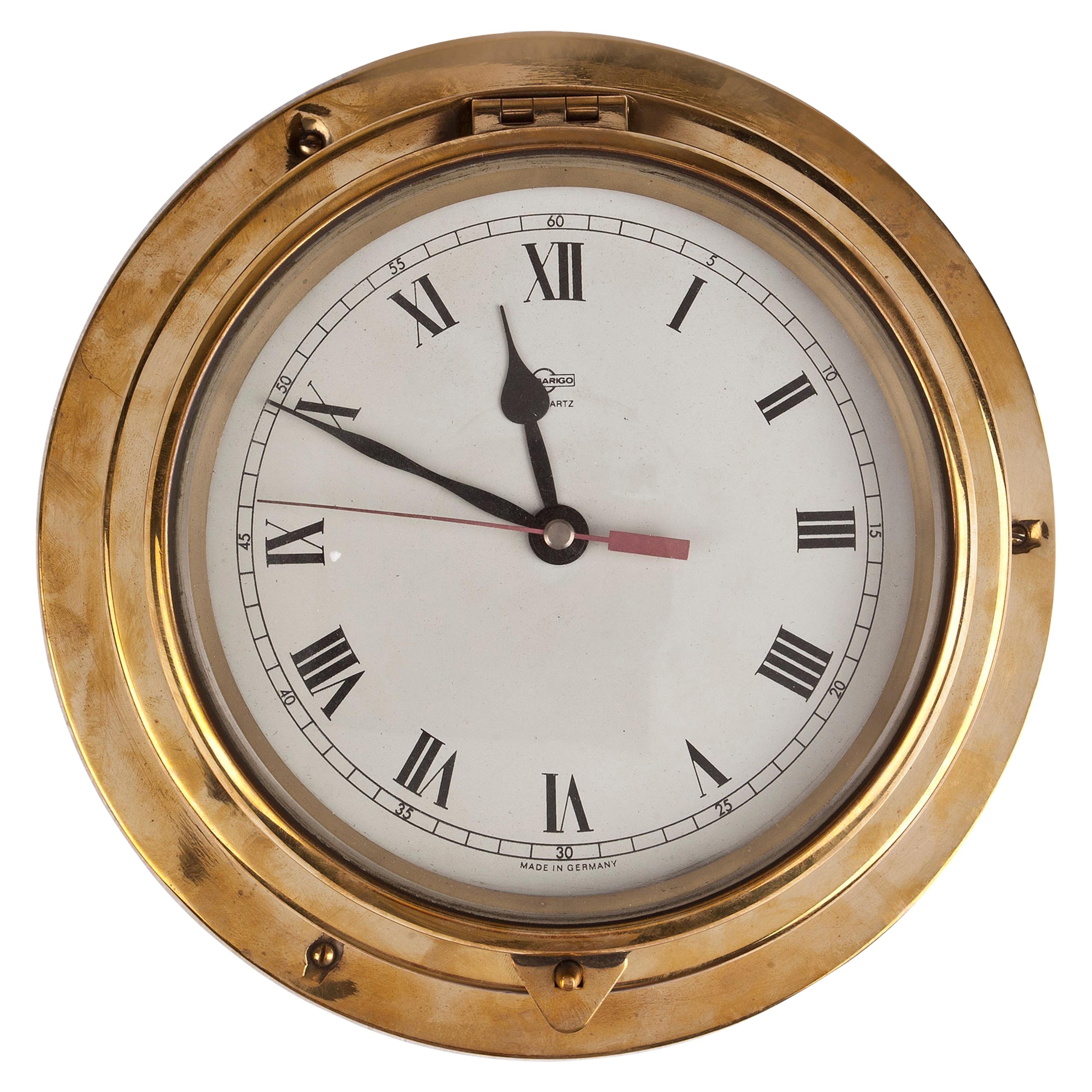Ship's Brass Vintage Nautical Clock by Bargo, Germany
