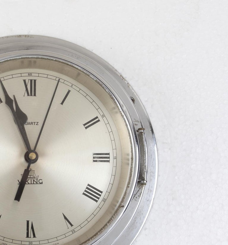 Ship's Chrome Wall Clock by Viking, 1970s, Denmark at 1stDibs