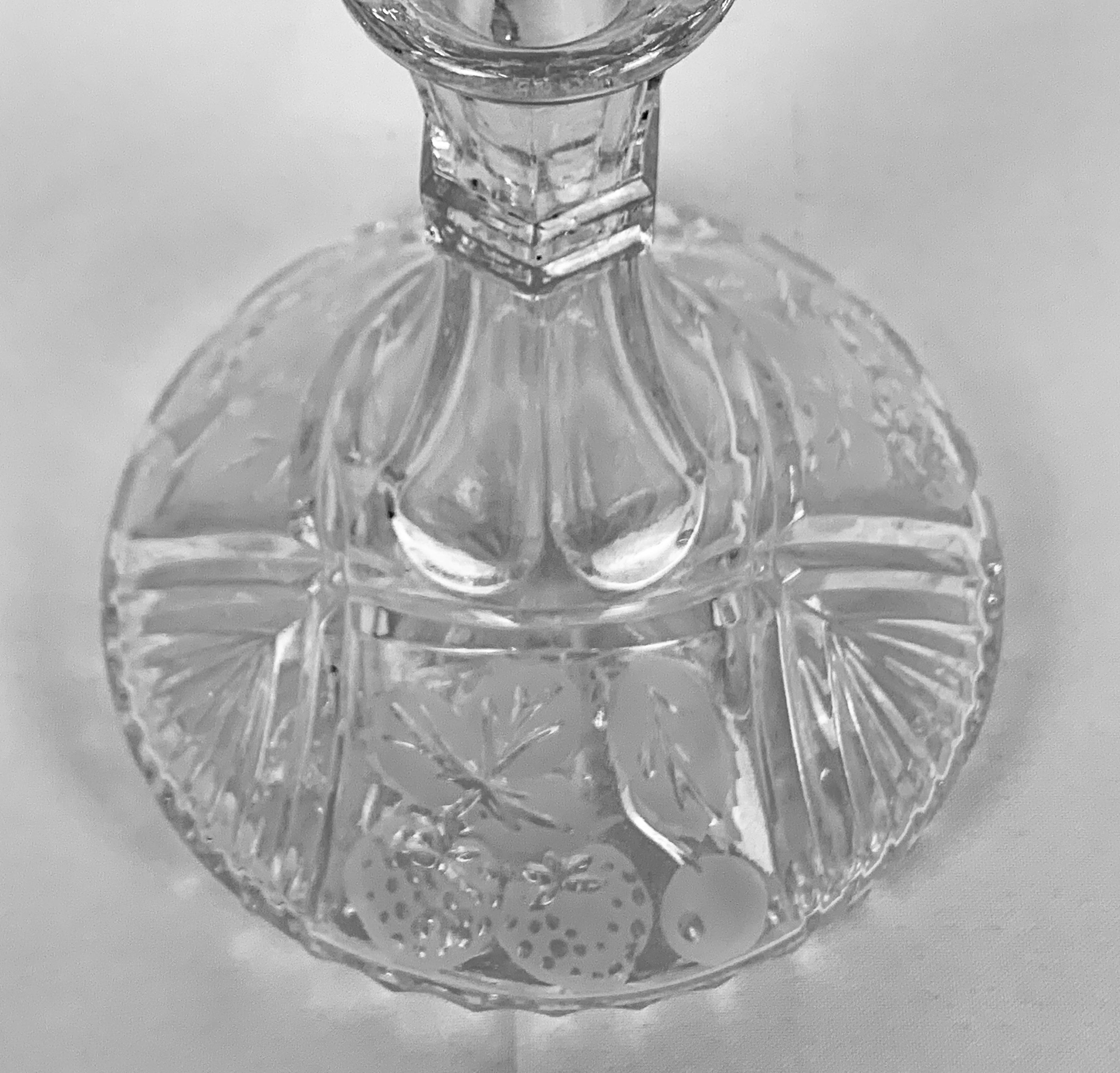 Early 20th Century Glass Decanter with Etched Strawberries