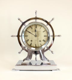 Ships Clock By Gay Vicarino, retailled by Pascall Atkey of Cowes.