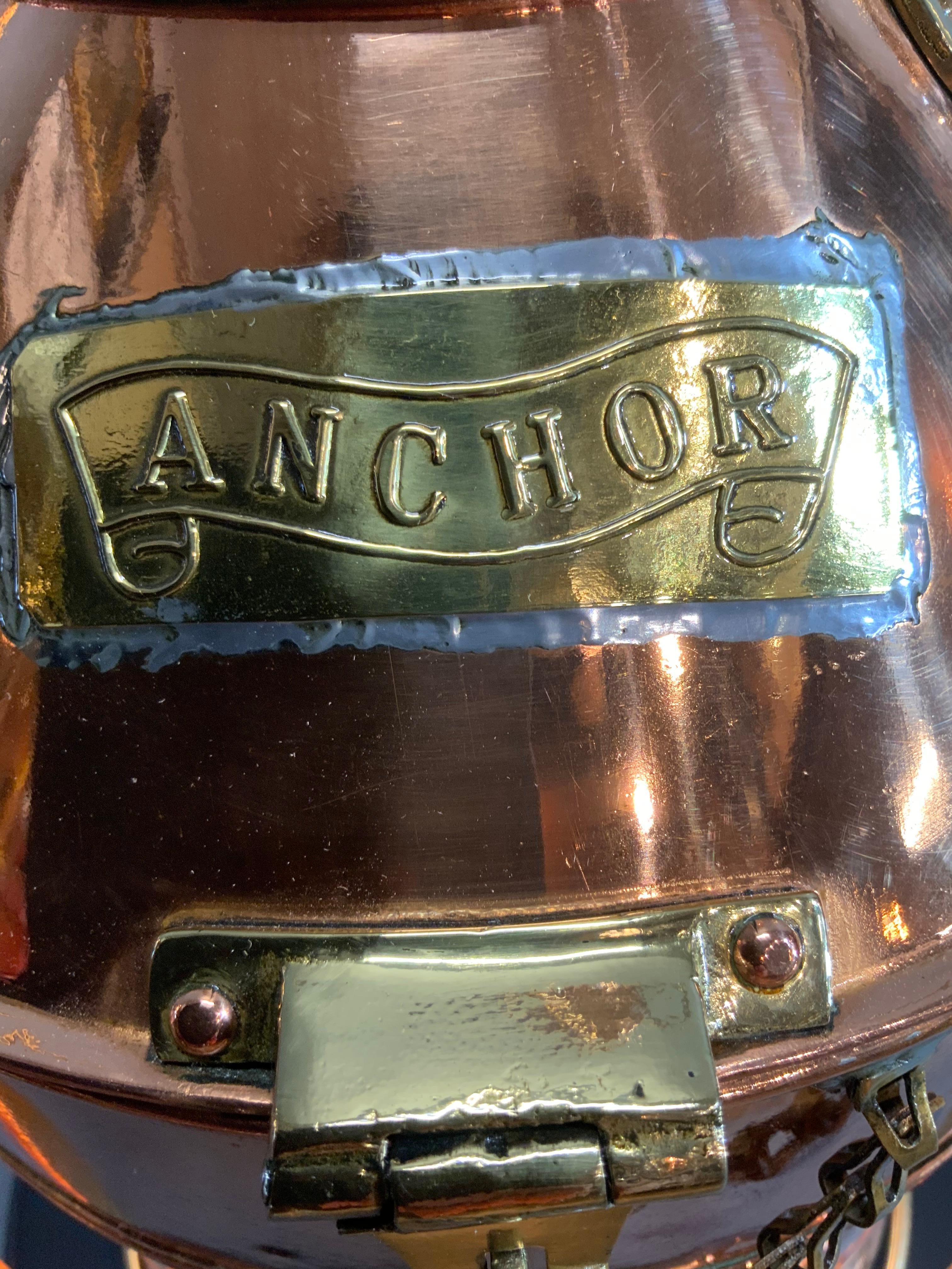 Schiffs-Kupfer-Ankerlaterne aus dem frühen 20. Jahrhundert von R.C. Murray im Zustand „Gut“ im Angebot in Norwell, MA