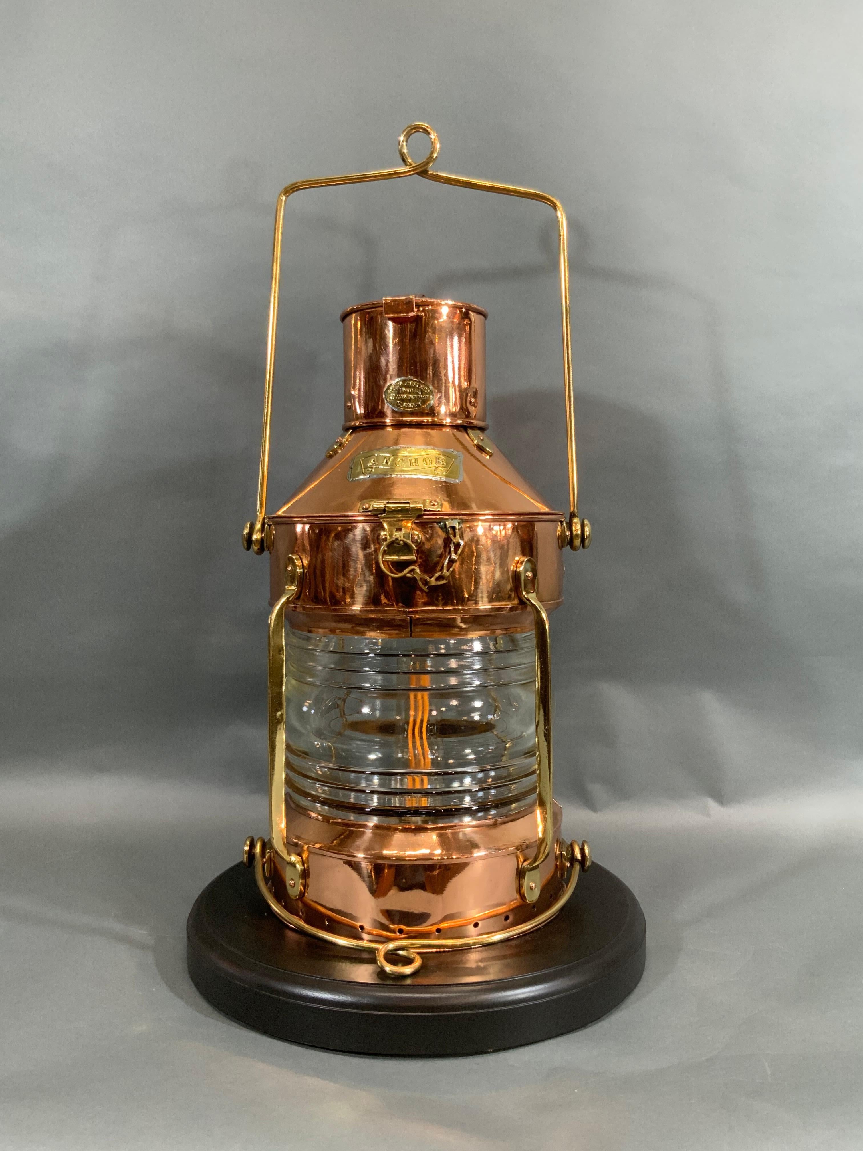 Ship's Copper Anchor Lantern from Early Twentieth Century by R.C. Murray In Good Condition For Sale In Norwell, MA