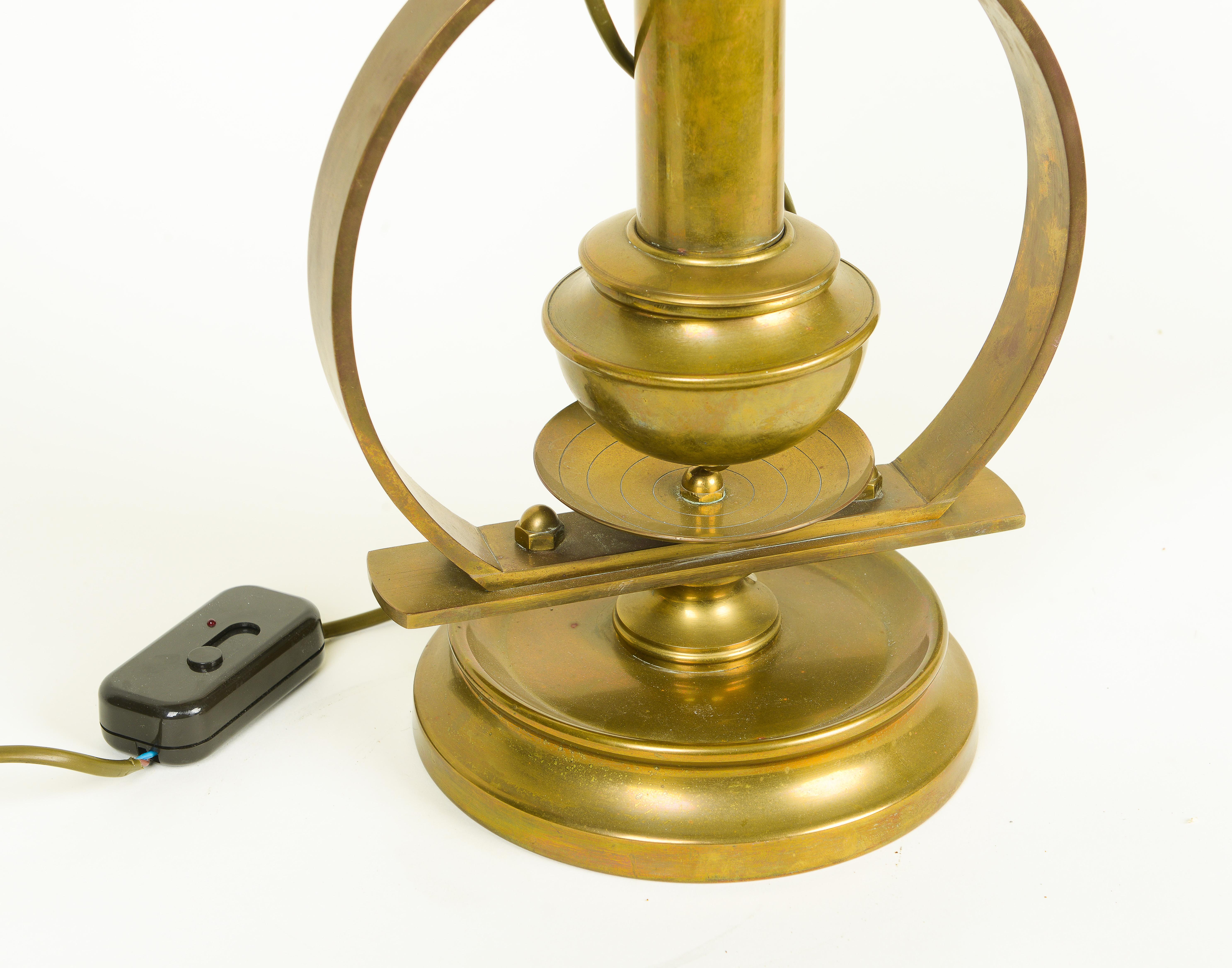 Mid-20th Century Ship's Electric Solid Brass Gimballed Lamp For Sale