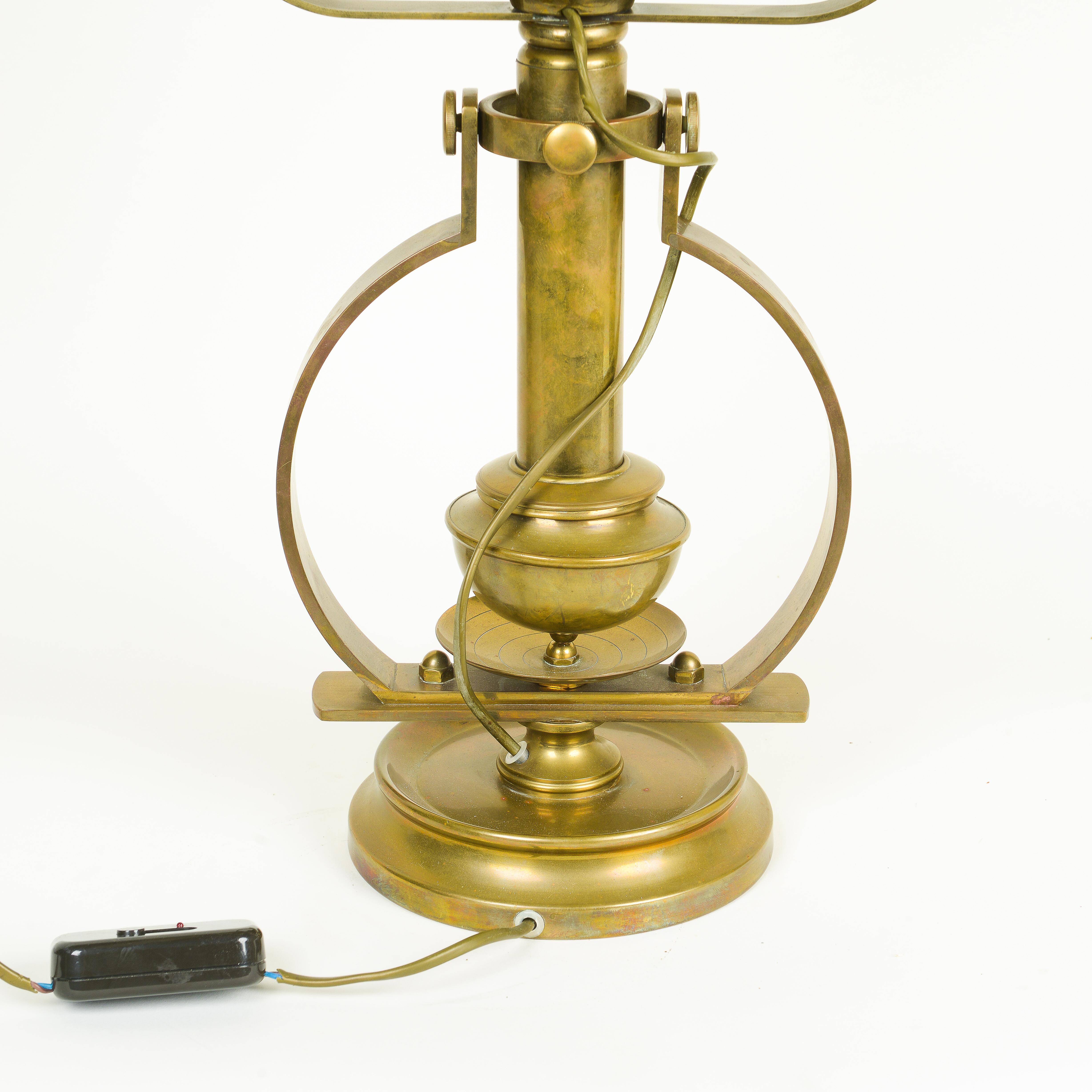 Ship's Electric Solid Brass Gimballed Lamp For Sale 2
