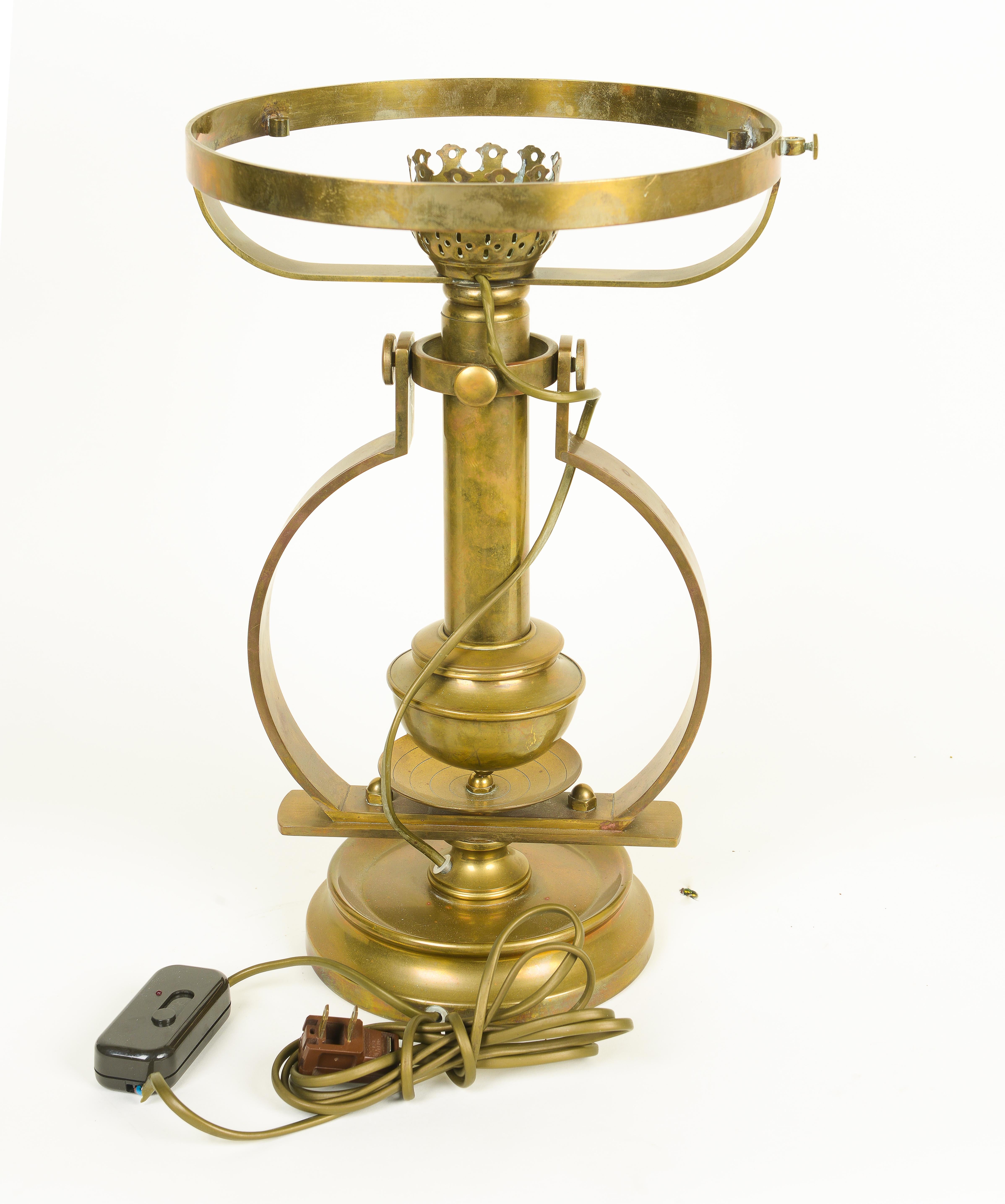Ship's Electric Solid Brass Gimballed Lamp For Sale 4