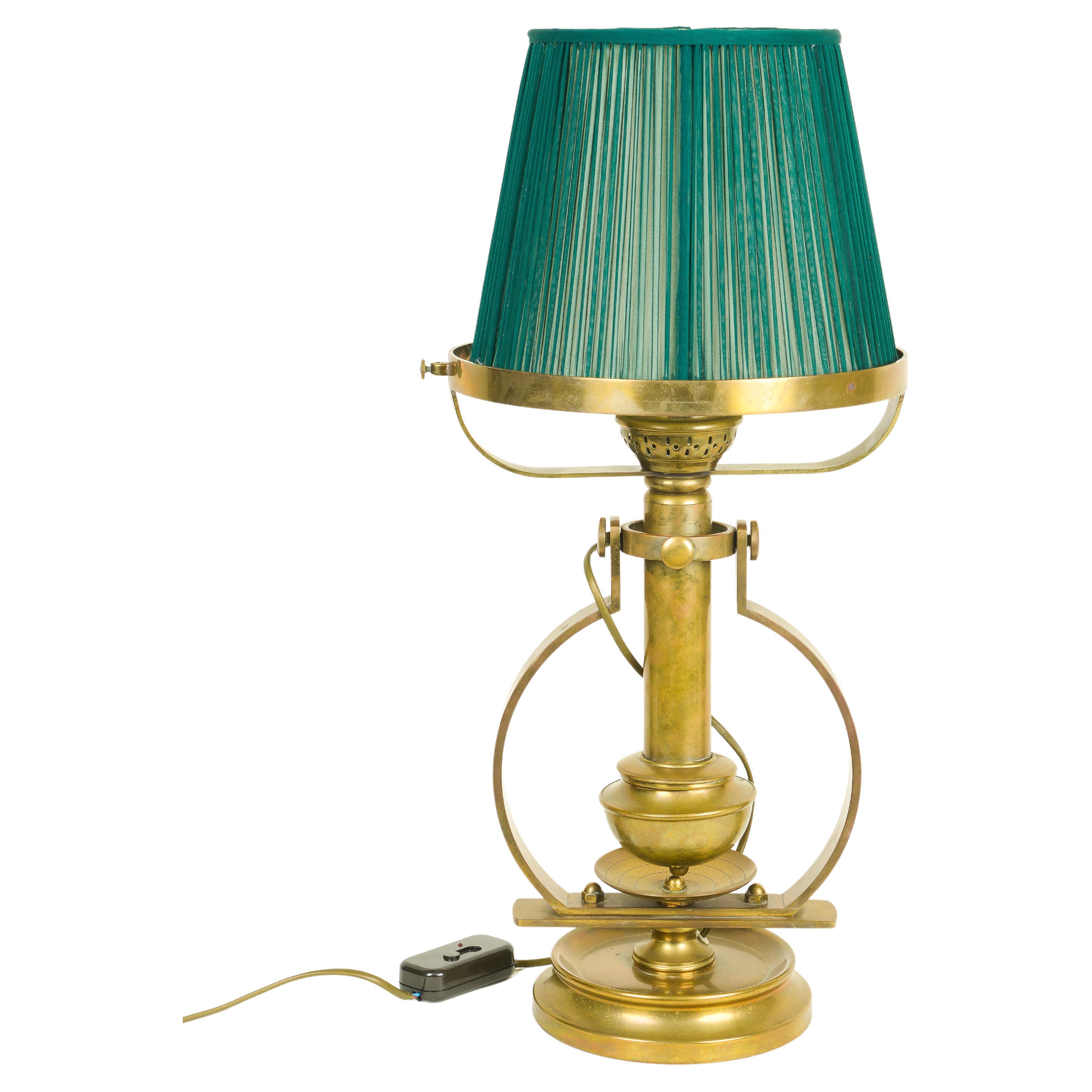 Ship's Electric Solid Brass Gimballed Lamp For Sale