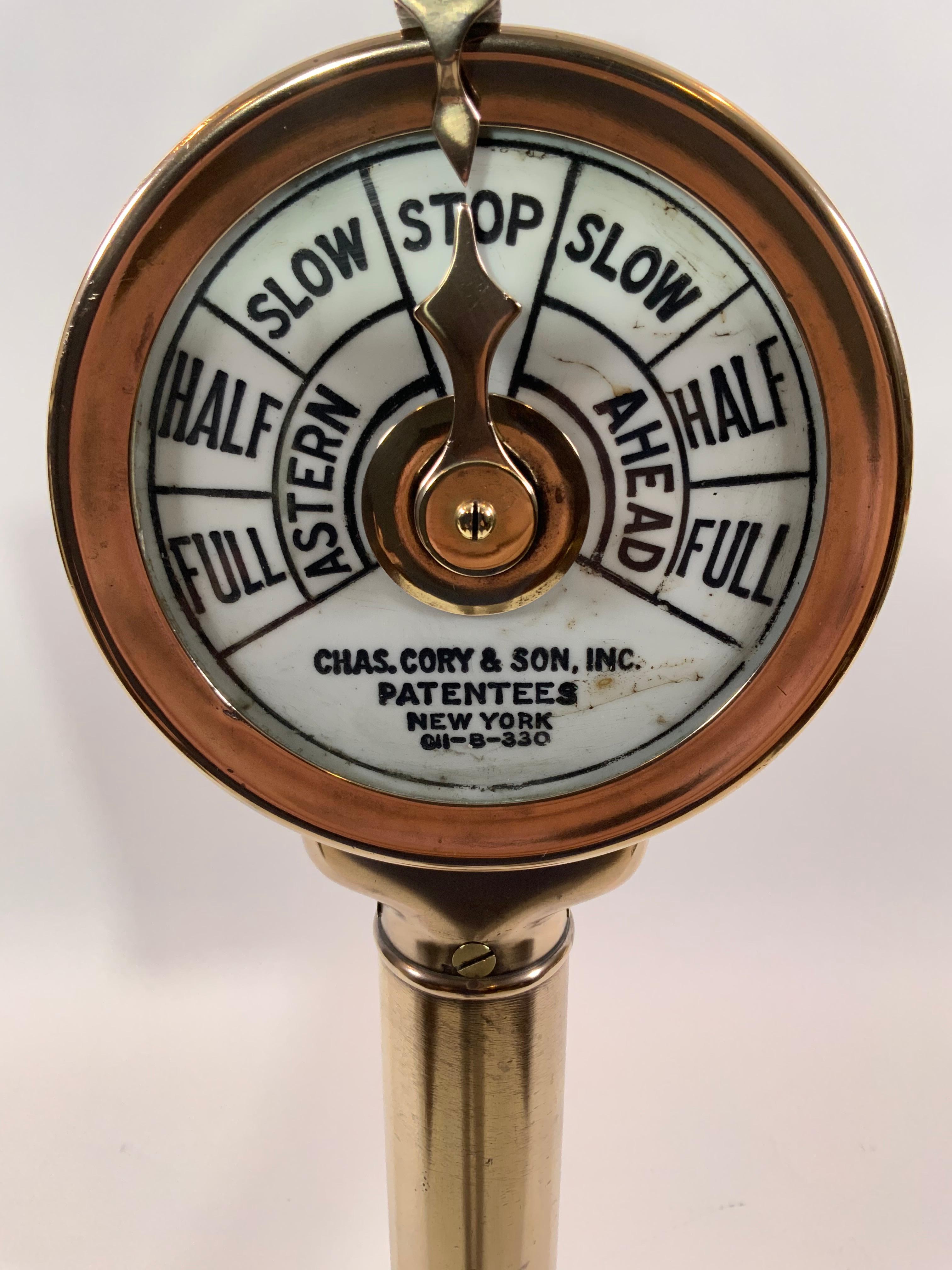 American Ship's Engine Order Telegraph by Charles Cory and Son of New York For Sale