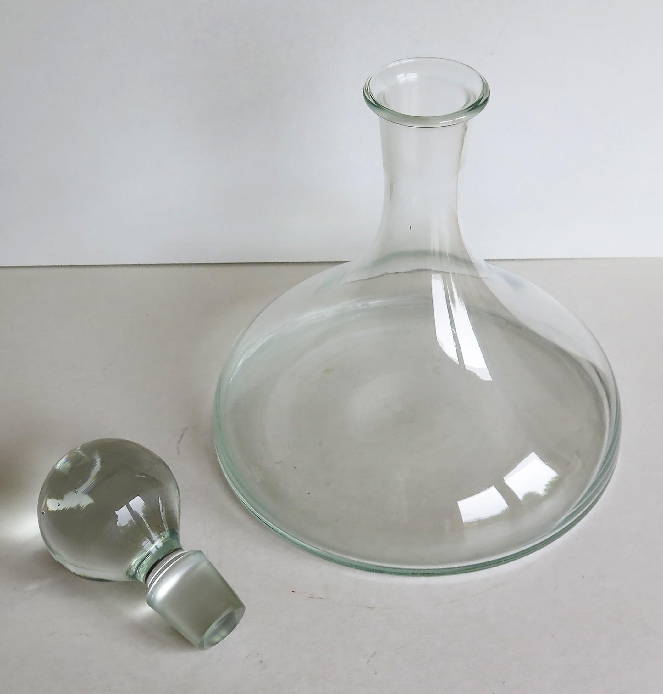 Hand-Crafted Ship's Glass Decanter with Original Globe Stopper 1.25 Litre Capacity