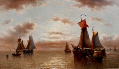 "Ships in the Calm Harbor" by Auguste Henri Musin