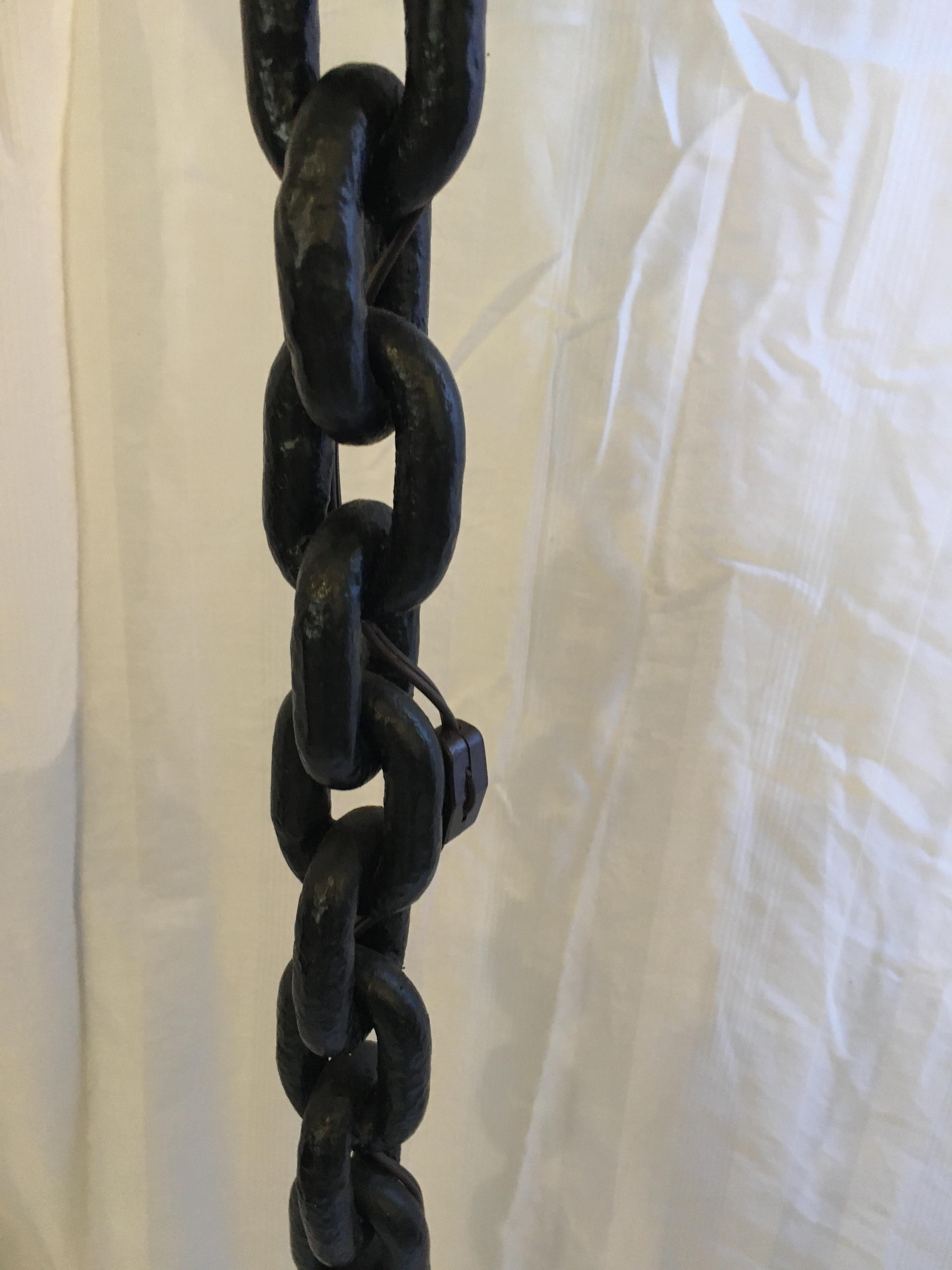 Ship’s Iron Chain Converted to Nautical Floor Lamp In Good Condition In Nantucket, MA