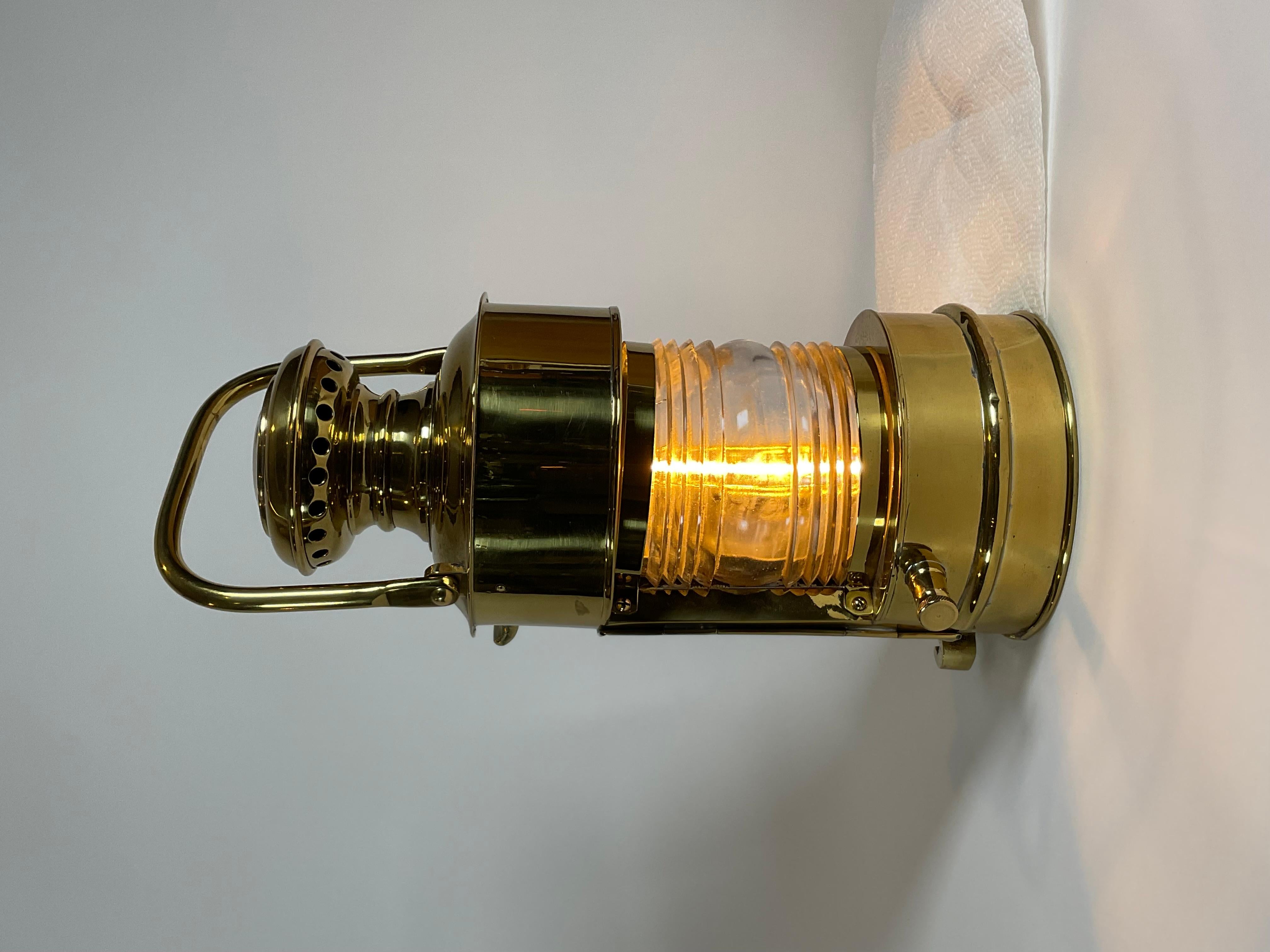 Brass Ships Lantern by Perko of New York For Sale