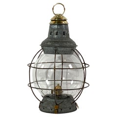 Vintage Ships Lantern with Clear Glass Onion Globe
