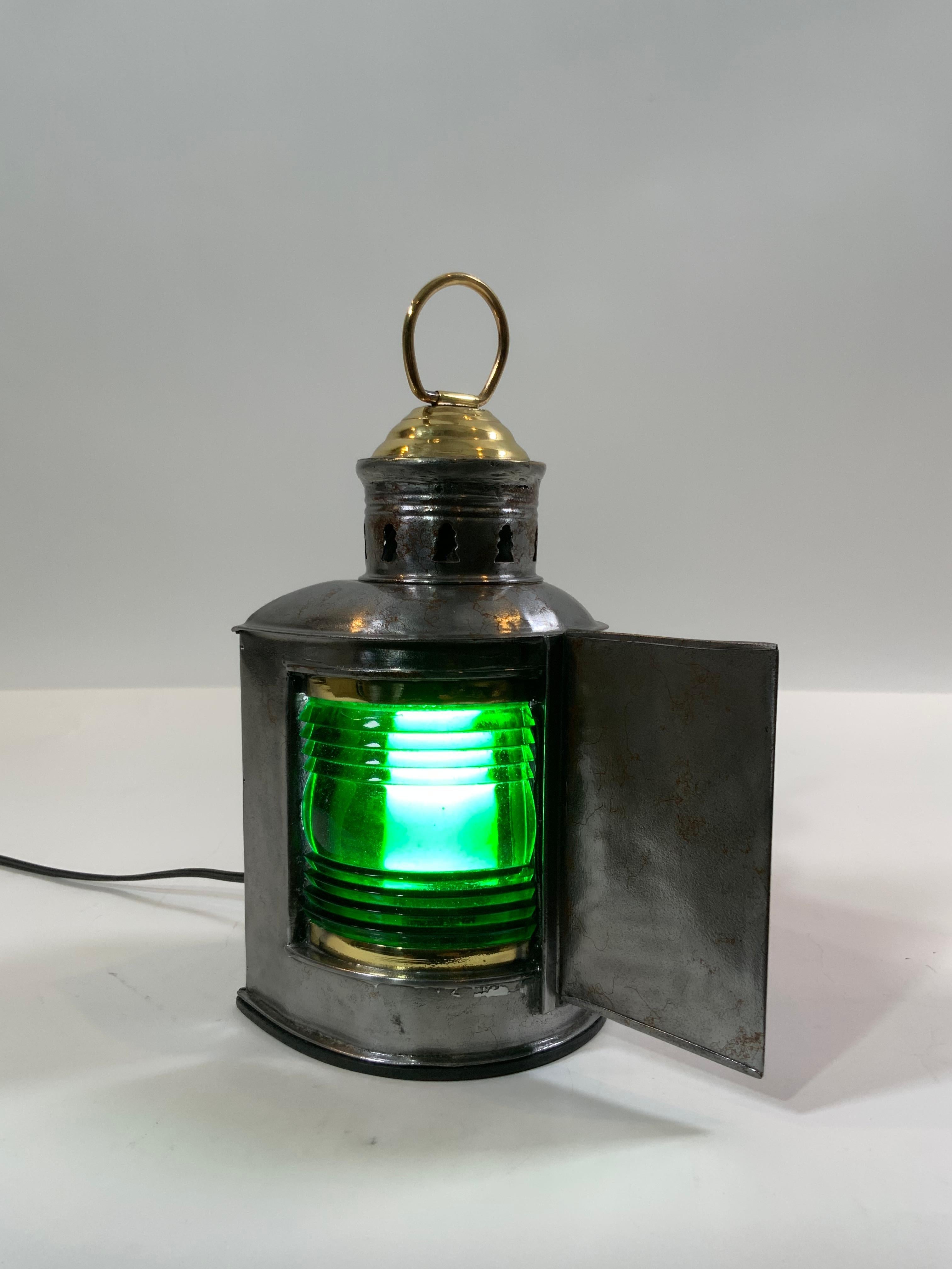 Mid-20th Century Ships Lantern with Port and Starboard Lenses For Sale