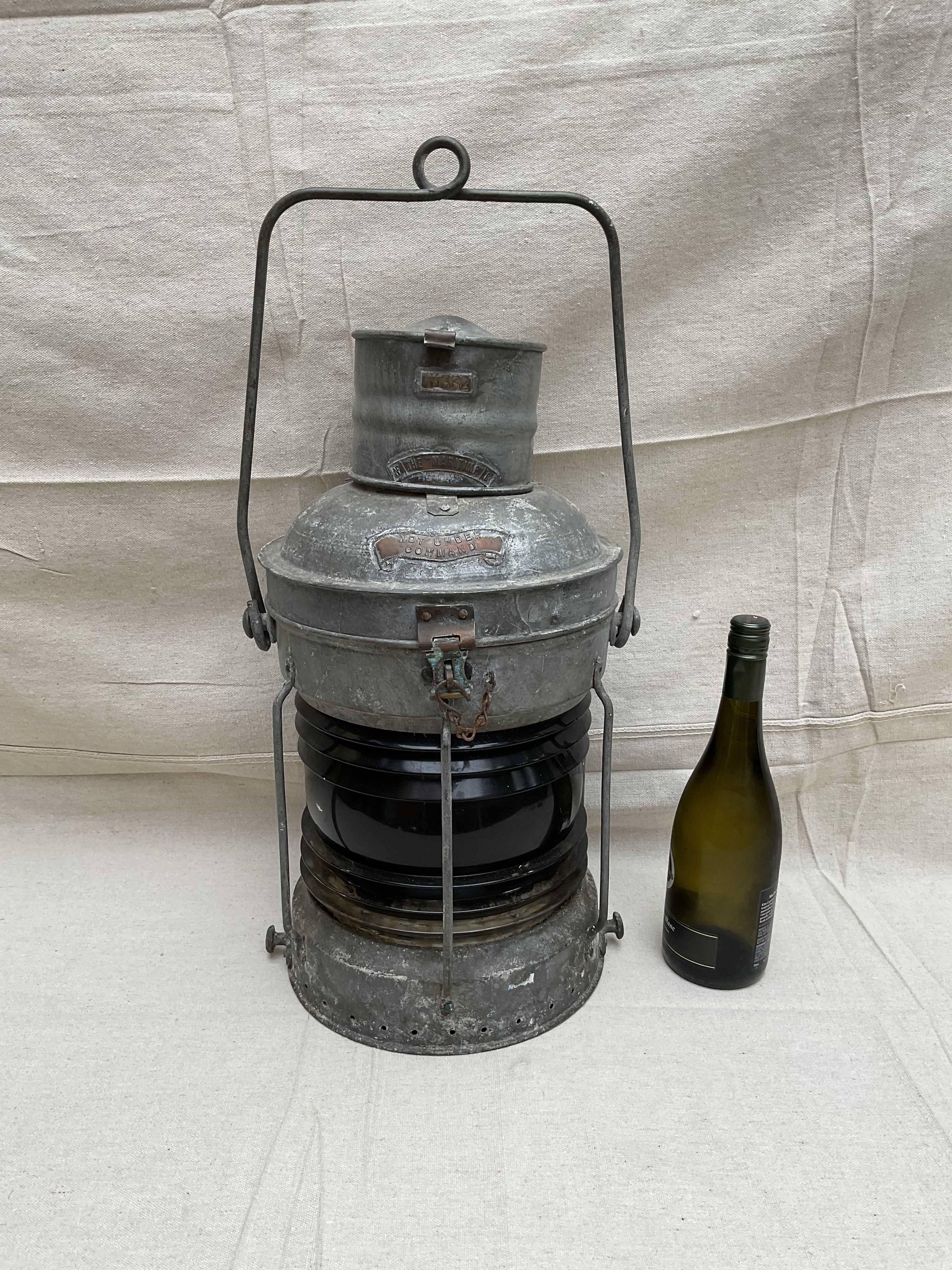 North American Ships Lantern With Ruby Red Lens For Sale