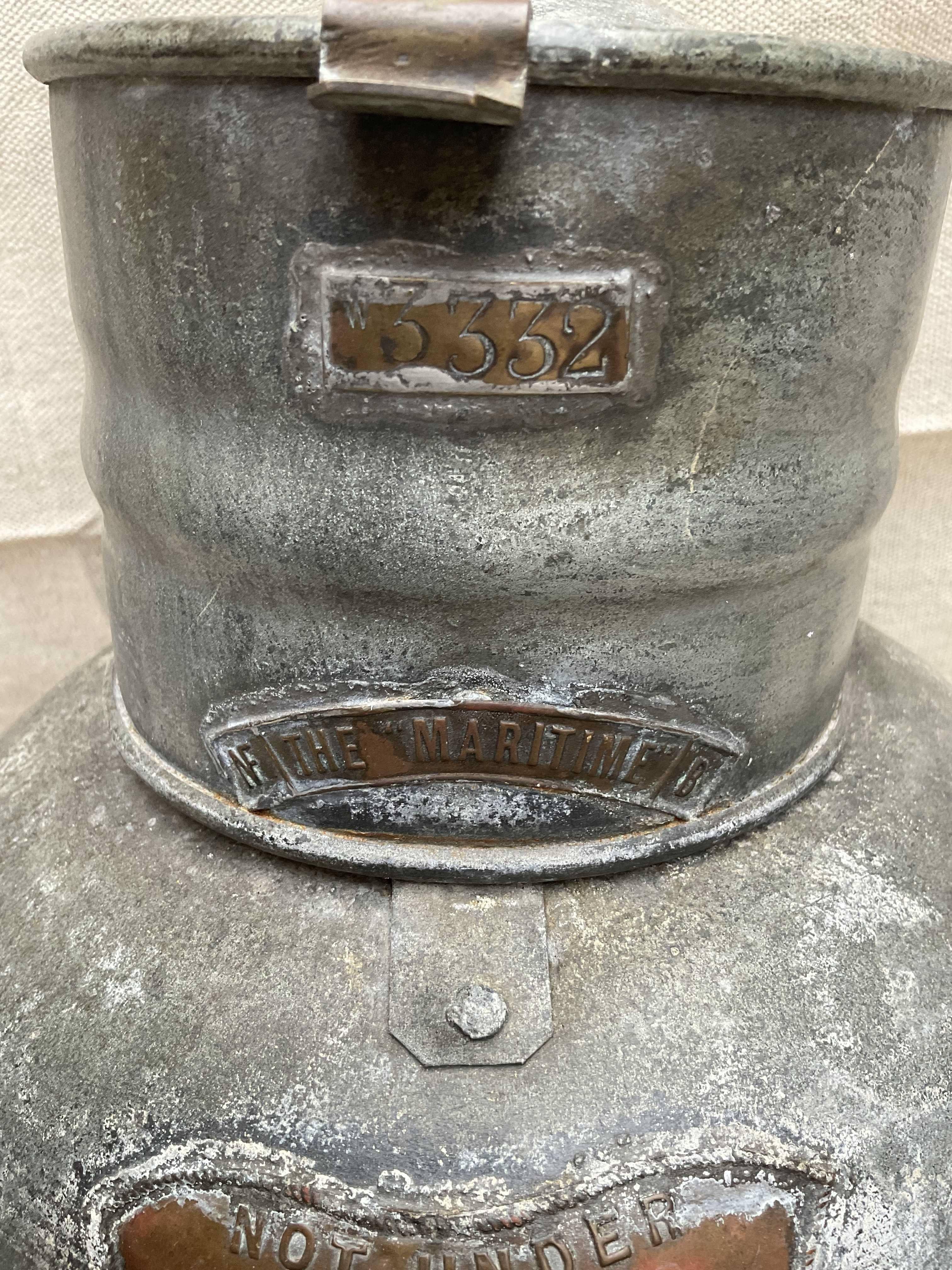 Mid-20th Century Ships Lantern With Ruby Red Lens For Sale