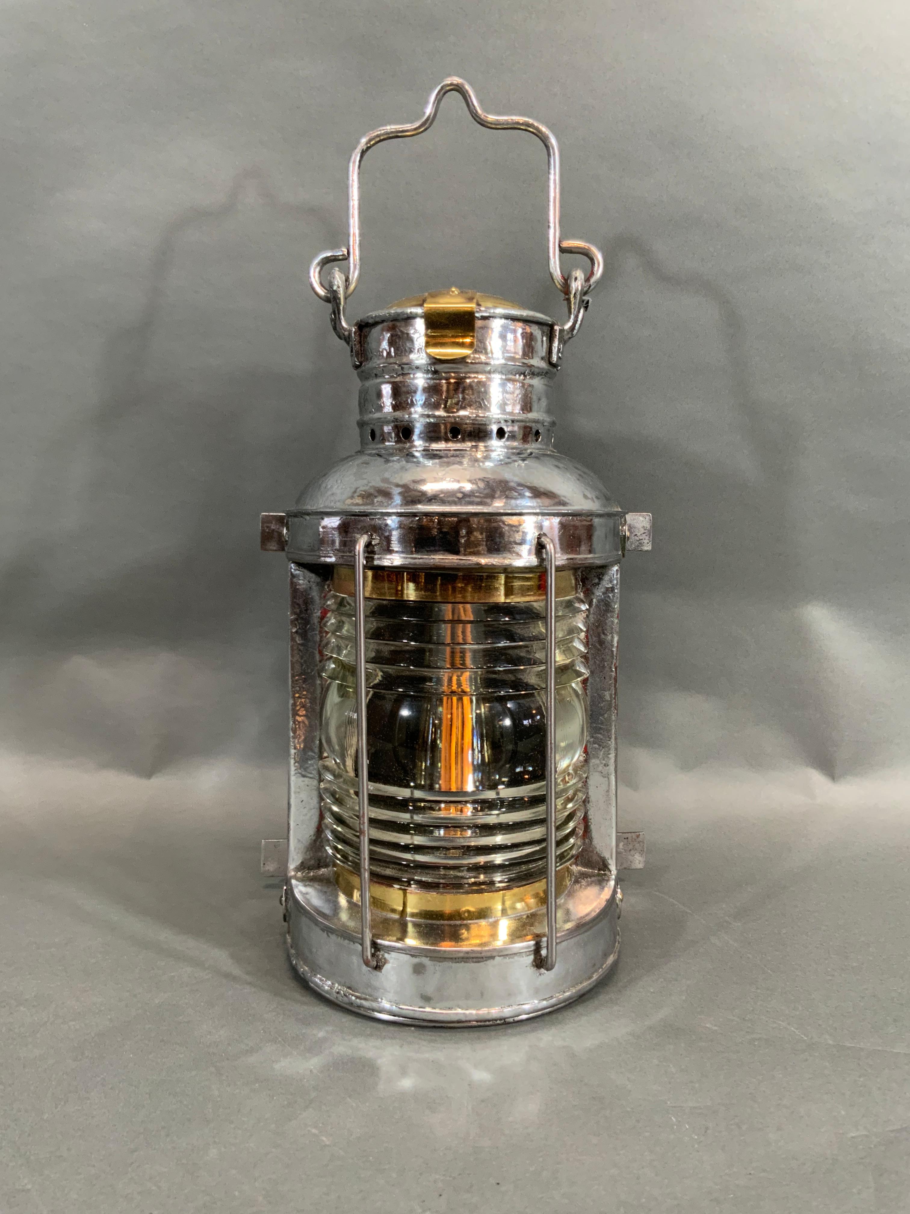 Ships Masthead Lantern with Polished Steel Case by National Marine For Sale 3