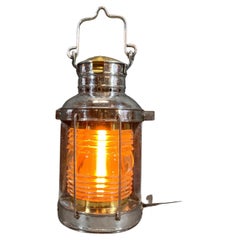 Vintage Ships Masthead Lantern with Polished Steel Case by National Marine