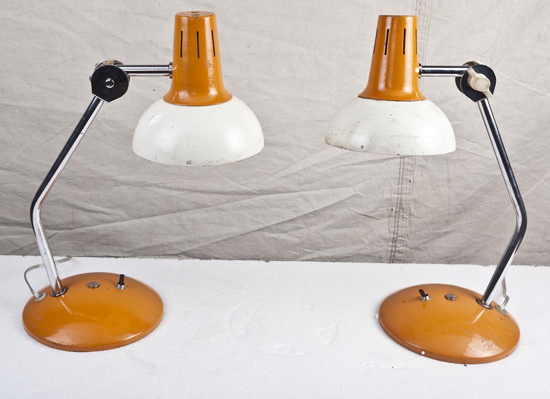 Mid-Century Modern Ship's Nautical Adjustable Desk Lights with Original Paint, Russian, Midcentury