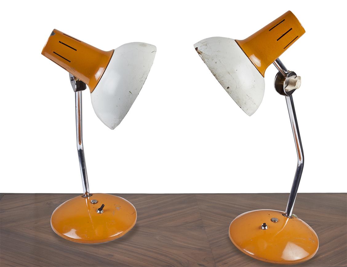 20th Century Ship's Nautical Adjustable Desk Lights with Original Paint, Russian, Midcentury