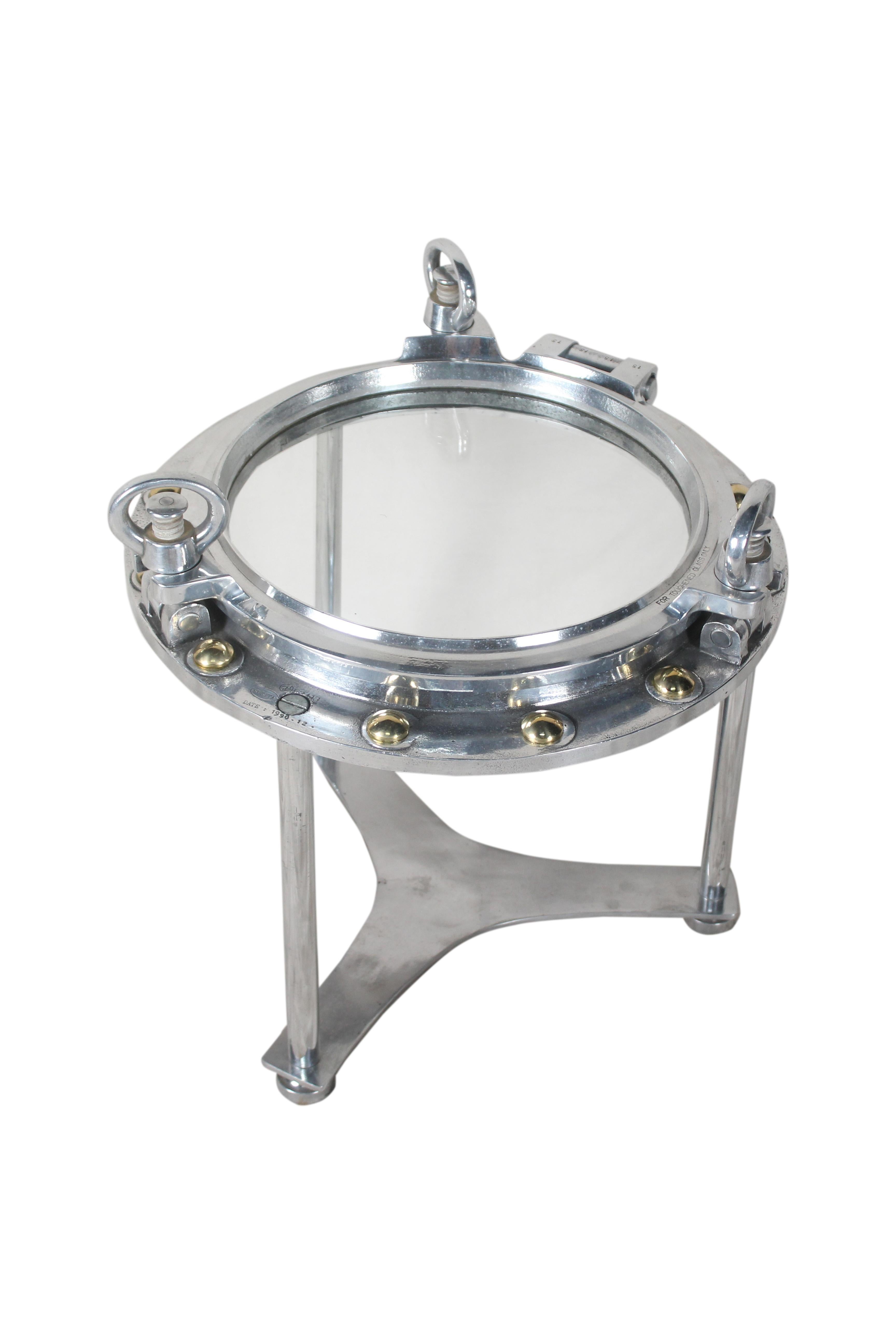 Industrial Ship's Nautical Porthole Coffee Table or Side Table By Deborah Lockhart Phillips
