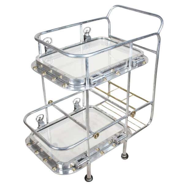 Ship's Nautical Porthole Windows Converted Bar Cart, Deborah Lockhart ...